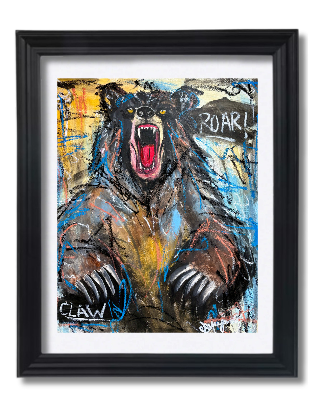 Guajardo Art Original 14x11 Neo Expressionist Roar Grizzly Bear Painting