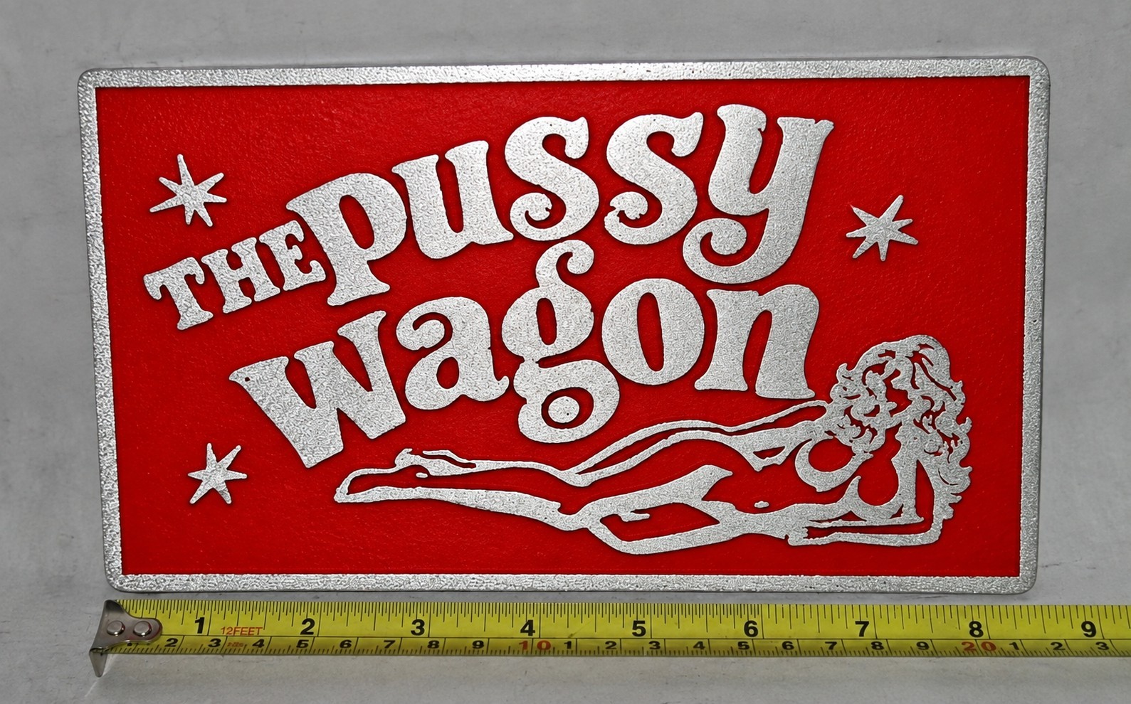 THE PUSSY WAGON Cast Aluminum Car Club Plaque THE PUSSY WAGON Cast Aluminum Car Club Plaque