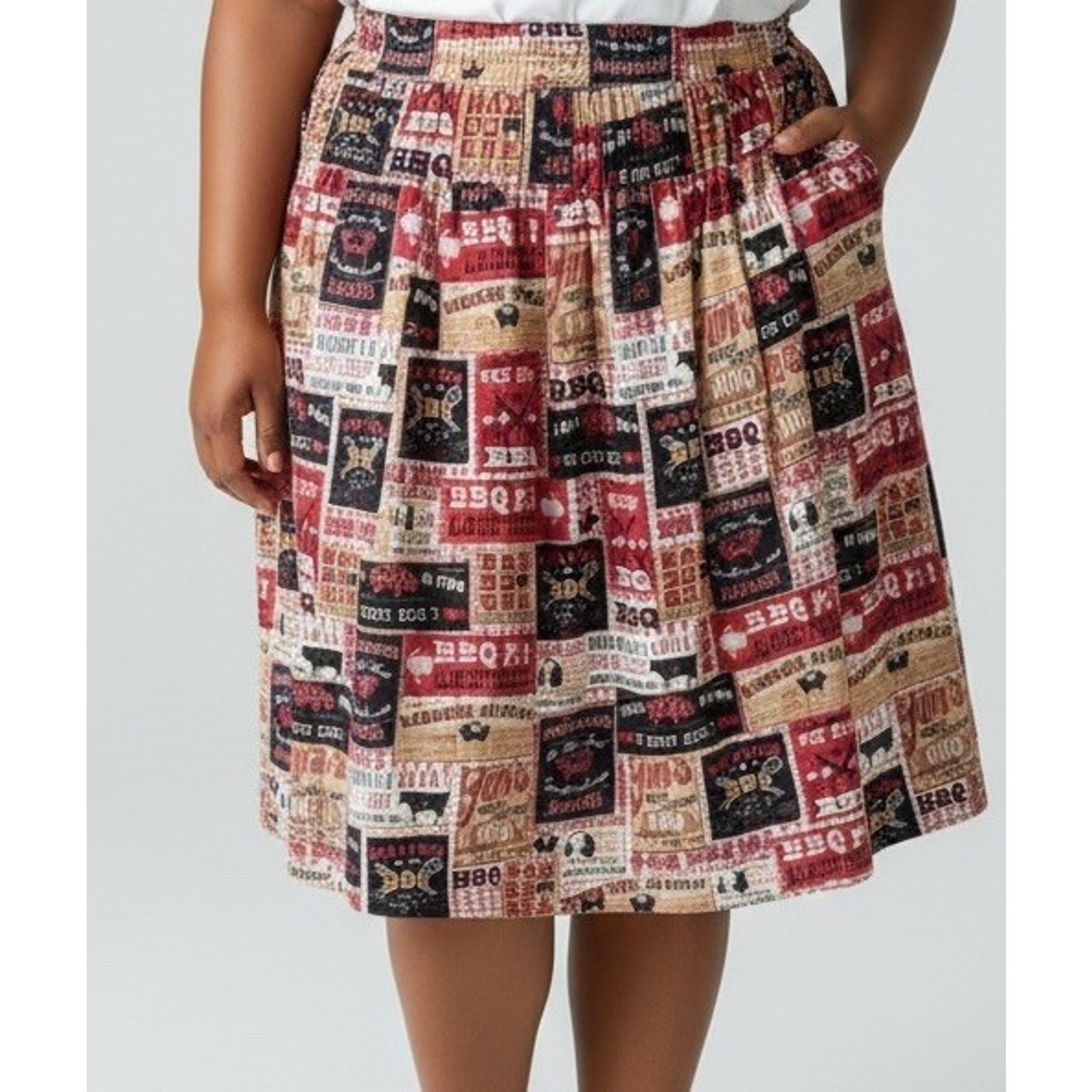 ModCloth Retrolicious Texas BBQ Skirt 1X Rockabilly Pinup Cotton USA Made