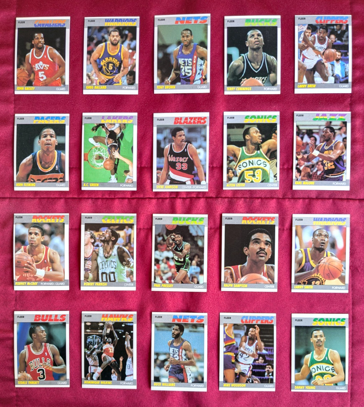 1987-88 Fleer basketball card Lot, 20 different, NM, w/Karl Malone, Dominique W.