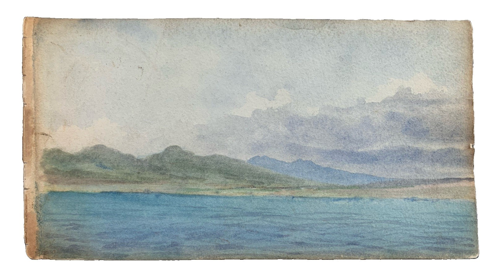 Antique April 1900 Watercolor Painting Honolulu Harbor Hawaii Antique April 1900 Watercolor Painting Honolulu Harbor Hawaii