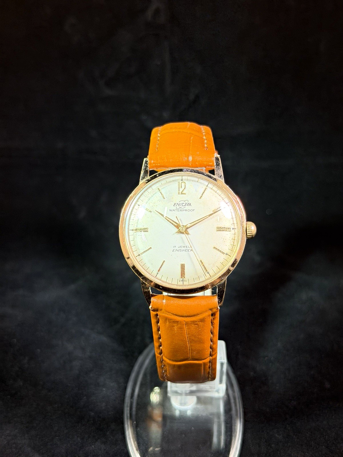 Fully Serviced Enicar Enishock 17 Jewels Manual Wind Vintage Gold Plated Fully Serviced Enicar Enishock 17 Jewels Manual Wind Vintage Gold Plated