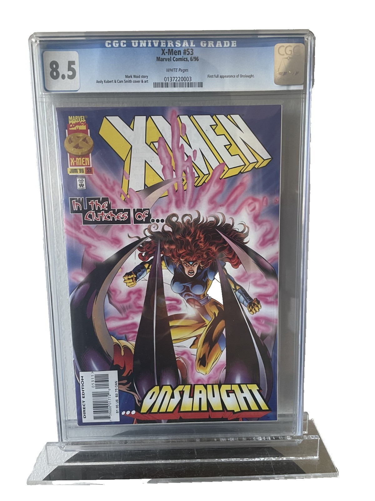 X-Men 53 CGC 8.5 White Pages 1996 1st Full Appearance of Onslaught Marvel Key X-Men 53 CGC 8.5 White Pages 1996 1st Full Appearance of Onslaught Marvel Key