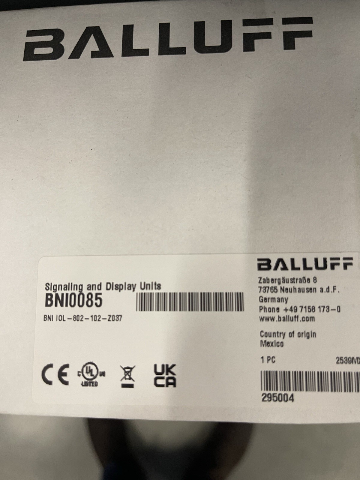 BALLUFF BNI0085 SMARTLIGHT SIGNAL TOWER LIGHT BNI IOL-802-102-Z037, NEW