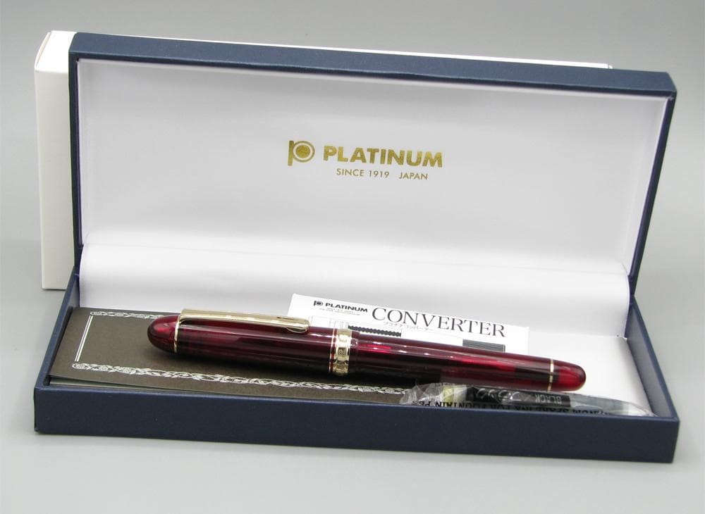 Platinum #3776 Century Fountain Pen Bourgogne Broad B Nib with Case Box Japan