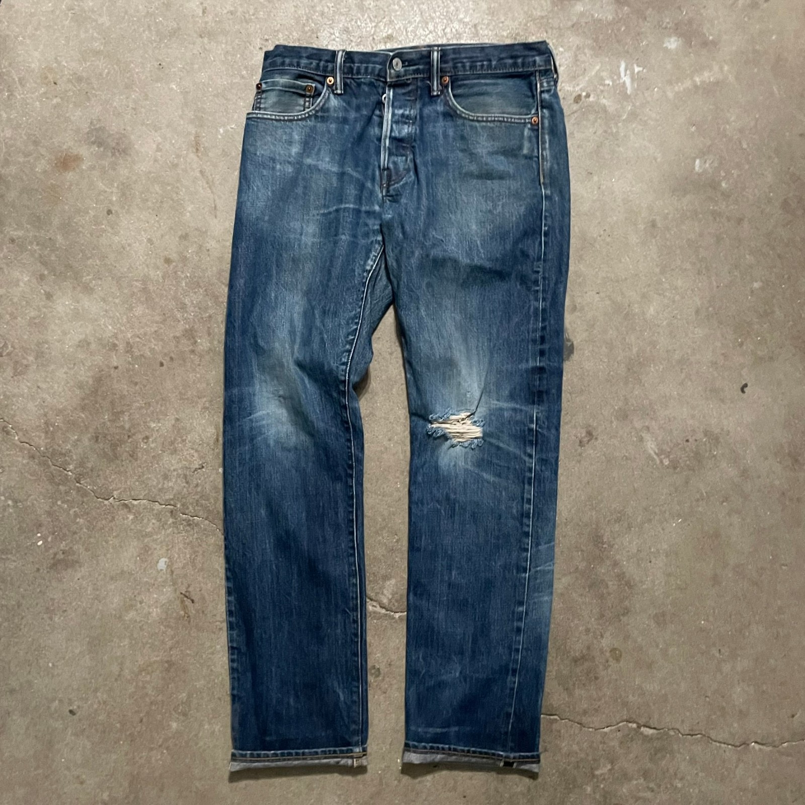 Gap 1969 Straight Selvedge Jeans 31x32 Kaihara Japanese Denim Distressed