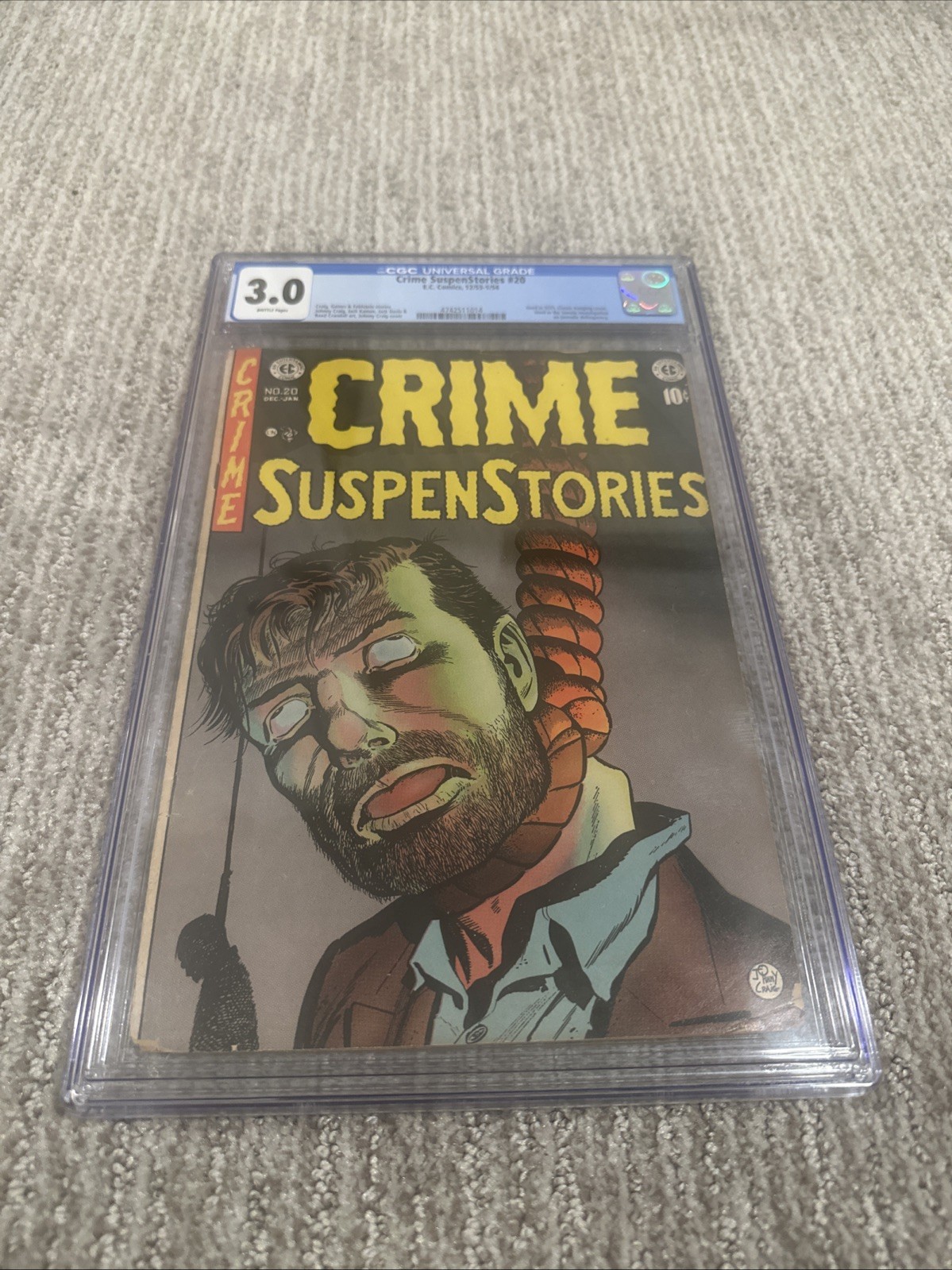 Crime Suspenstories #20 CGC 3.0🔥Classic Hanging Cover🔥EC 1953/4 SOTI Crime Suspenstories #20 CGC 3.0🔥Classic Hanging Cover🔥EC 1953/4 SOTI