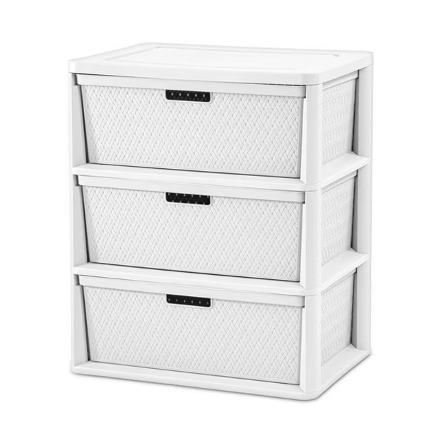 Sterilite Wide 3 Drawer Tower Plastic Storage Organizer Decorative Bins Cabinet Sterilite Wide 3 Drawer Tower Plastic Storage Organizer Decorative Bins Cabinet