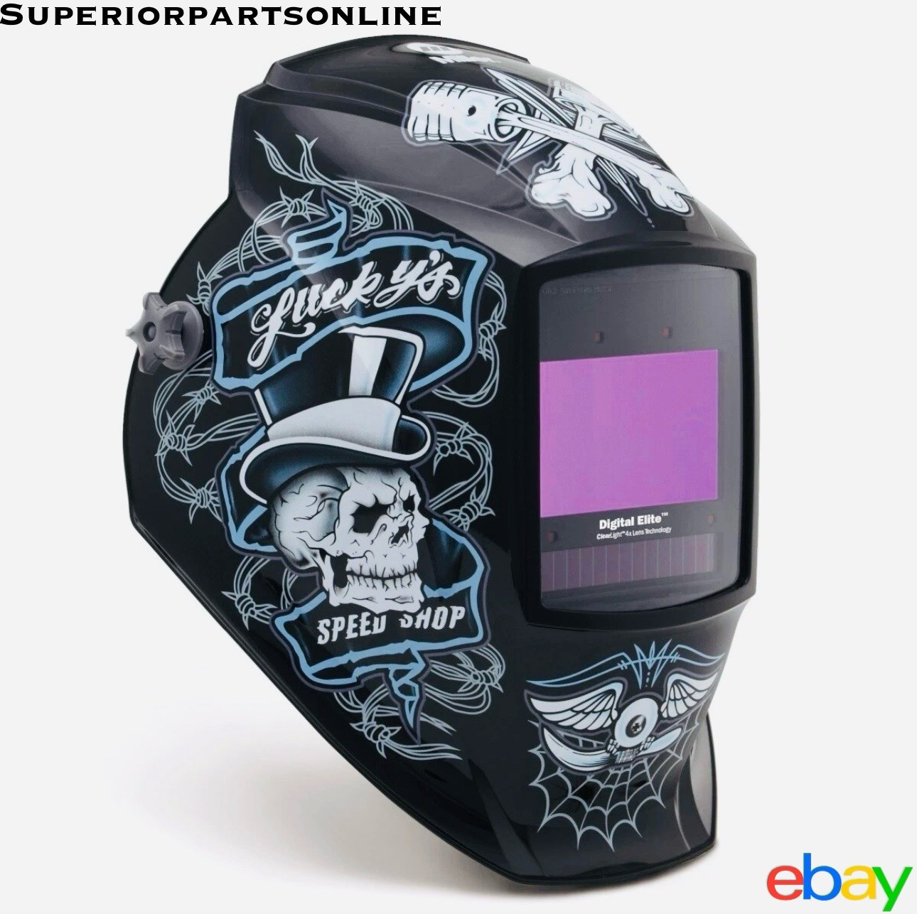*NEW* Miller Digital Elite Lucky's Speed Shop Welding Helmet w/Clearlight 4X *NEW* Miller Digital Elite Lucky's Speed Shop Welding Helmet w/Clearlight 4X