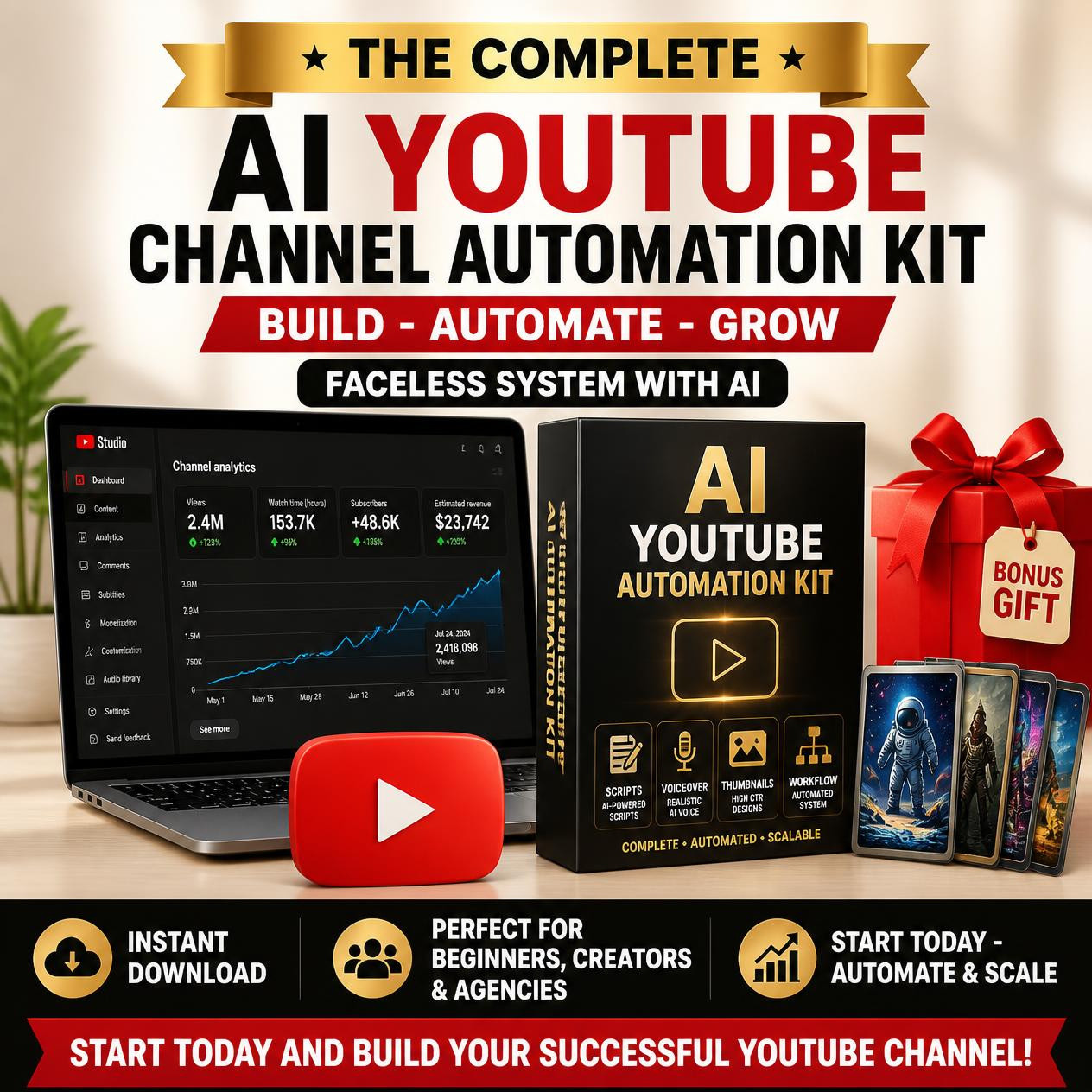 AI YouTube Automation Kit for Faceless Content Creation✅