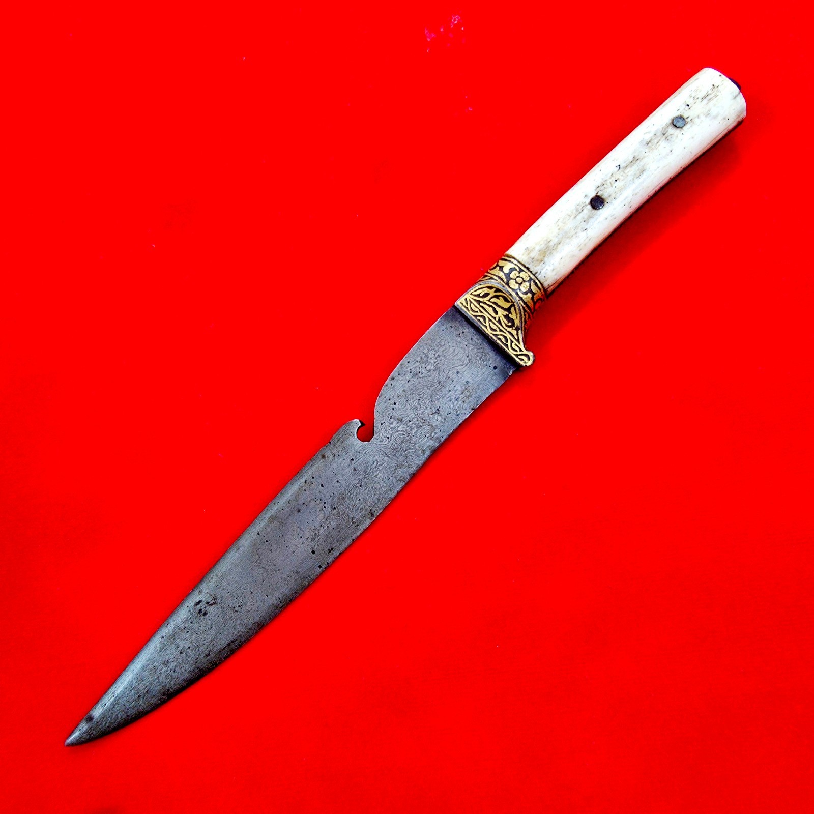 Fine Oriental Old Indo-Persian Mughal Rajput Sikh Wootz Gold Koftgari Kard Karud