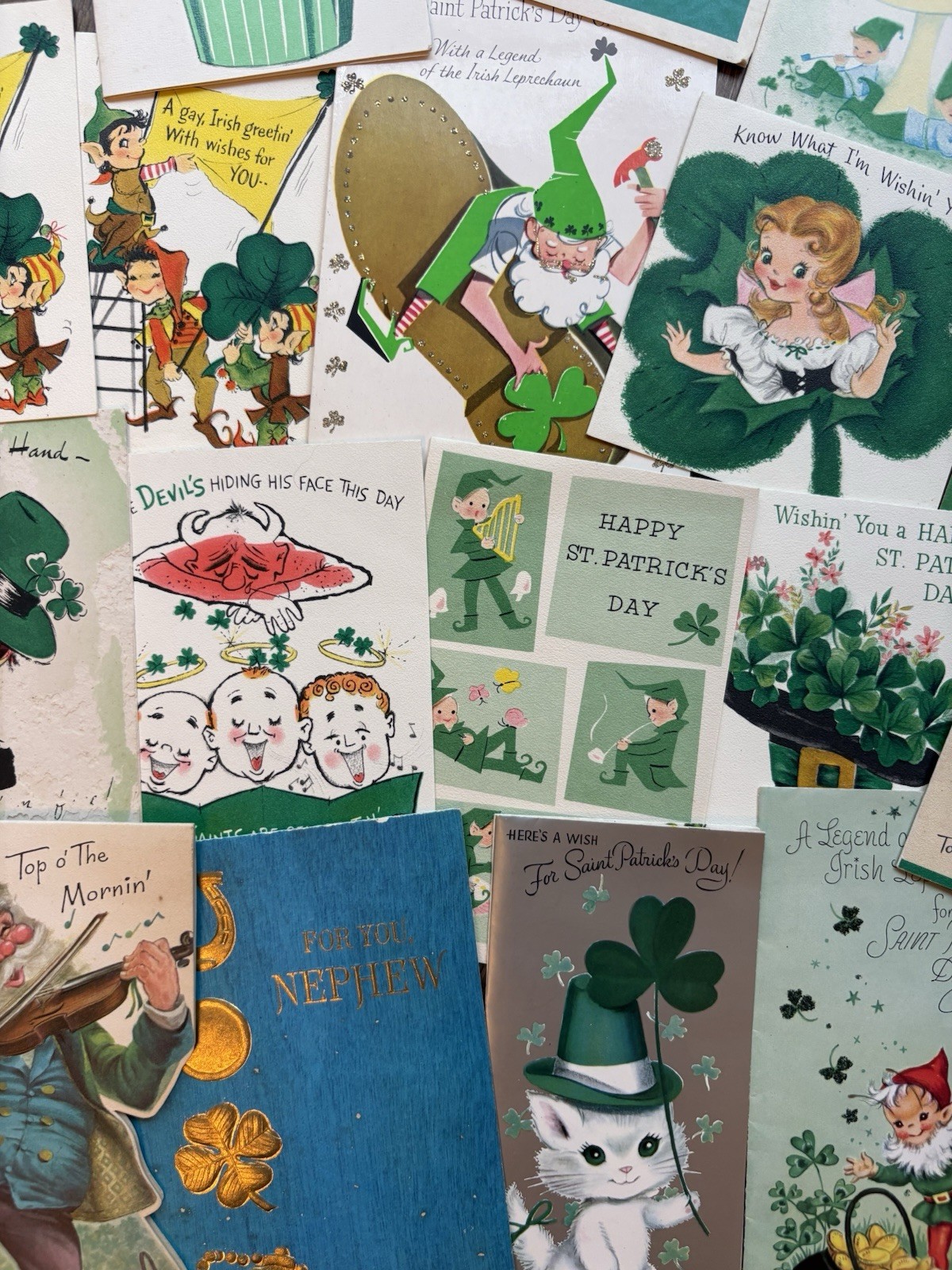 Vintage Used 50s / 60s Paper St Patrick’s Day Holiday Greeting Cards Lot 20pc Vintage Used 50s / 60s Paper St Patrick’s Day Holiday Greeting Cards Lot 20pc