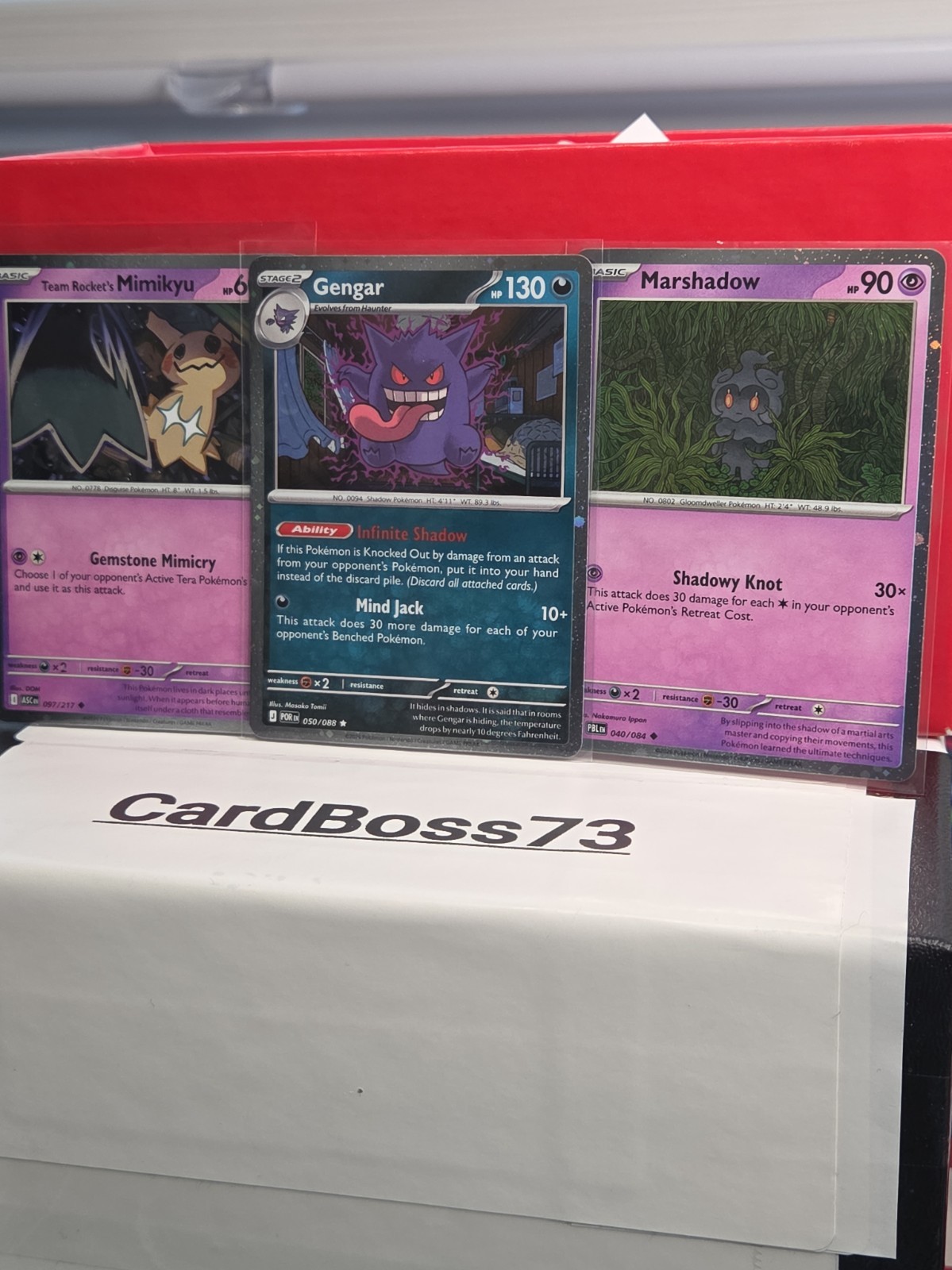 GENGAR - (Cosmos Holo) 050/088 Blister Exclusives Holo + MIMIKYU AND MARSHADOW 