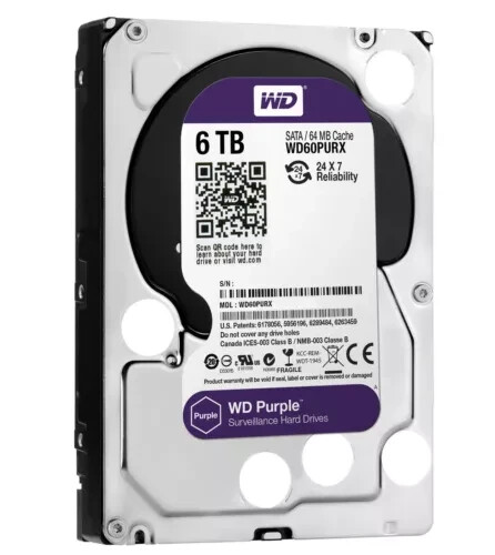 Western Digital Purple 6 TB,Internal,5400 RPM,3.5 in (WD60PURX) Hard Drive SATA