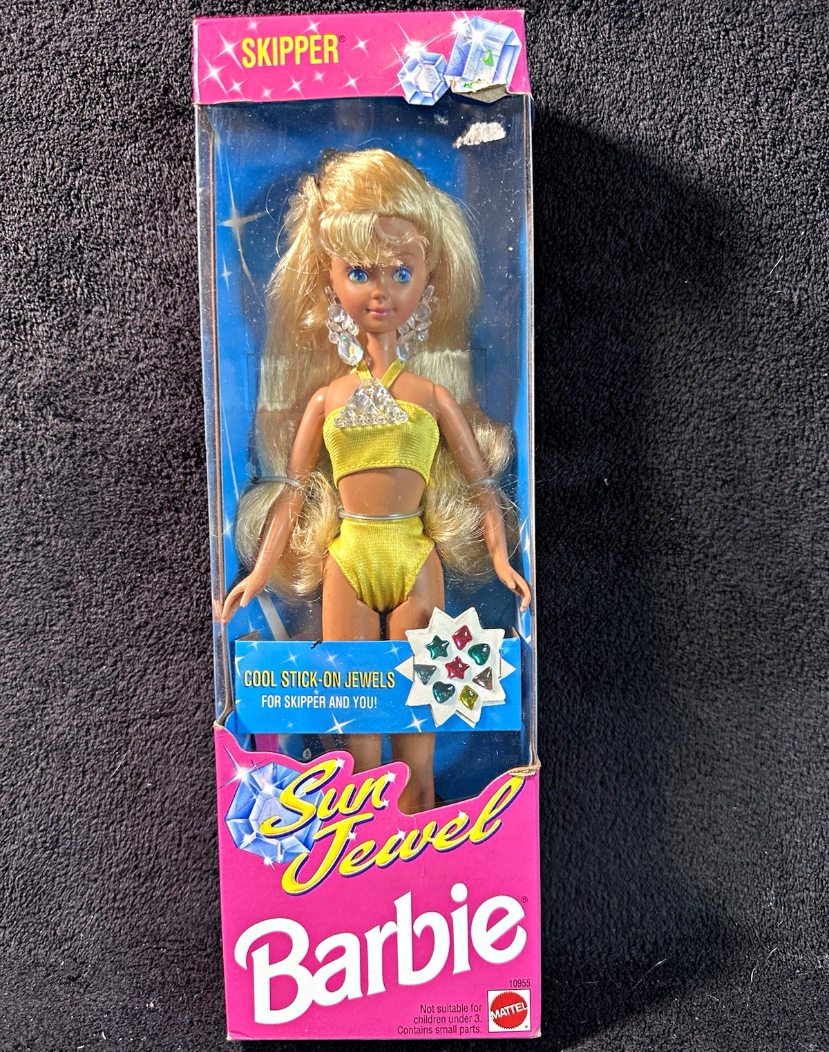 Mattel 1993 Sun Jewel Barbie Skipper Doll Stick-On Jewels 11.5 in 10955 Mattel 1993 Sun Jewel Barbie Skipper Doll Stick-On Jewels 11.5 in 10955