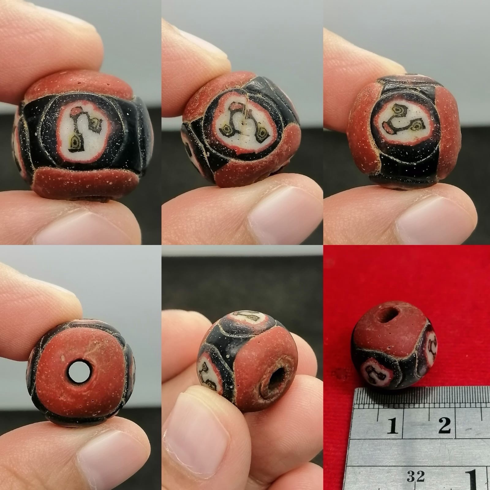 Ancient Mosaic Glass Lovely Bead Roman With Faces Ancient Mosaic Glass Lovely Bead Roman With Faces