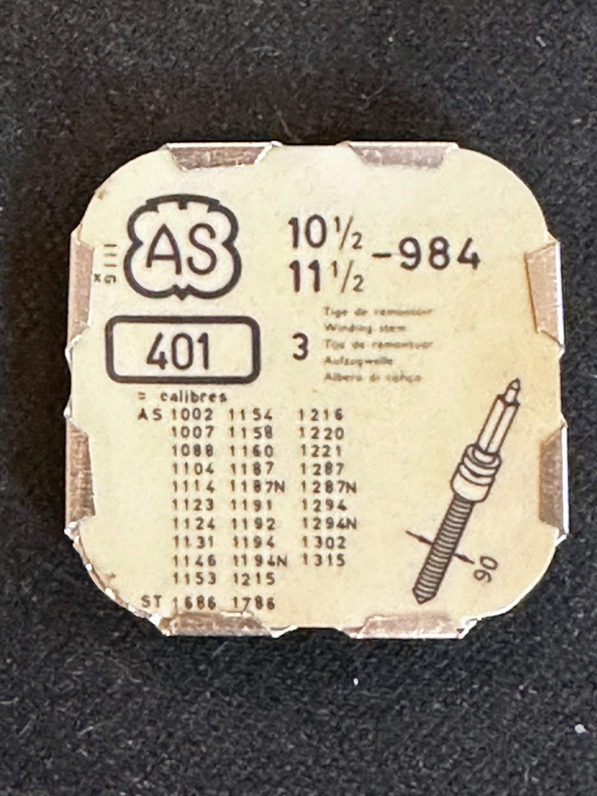Ebauches SA - Set of 3 stems for ST 1686, 1786, AS 984 + variants - new in packa