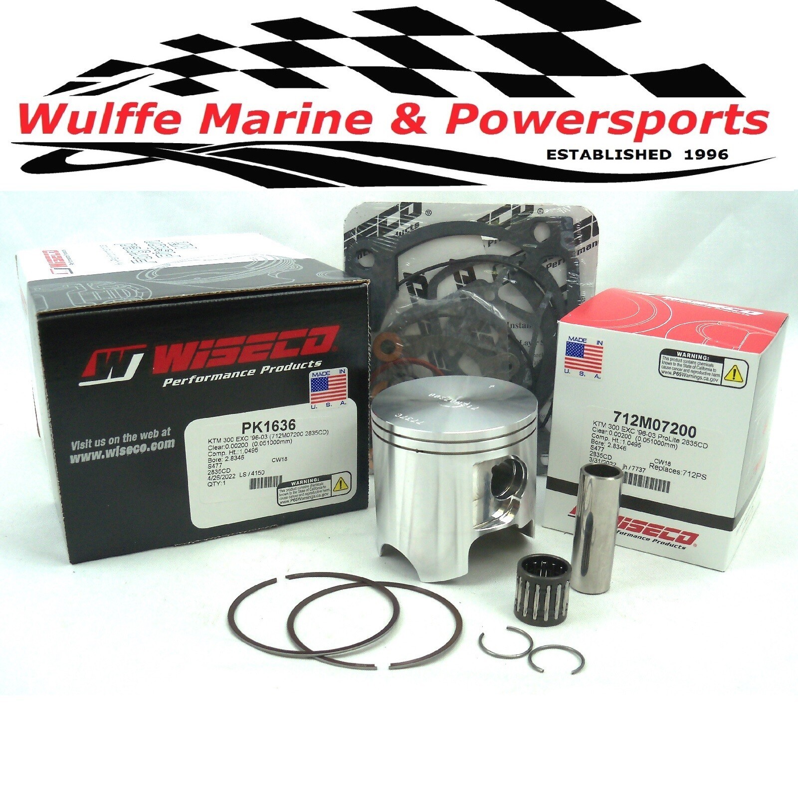 Wiseco Top End Rebuild Kit KTM EXC 300 1996-2003 Std Piston Gaskets Set Bearing