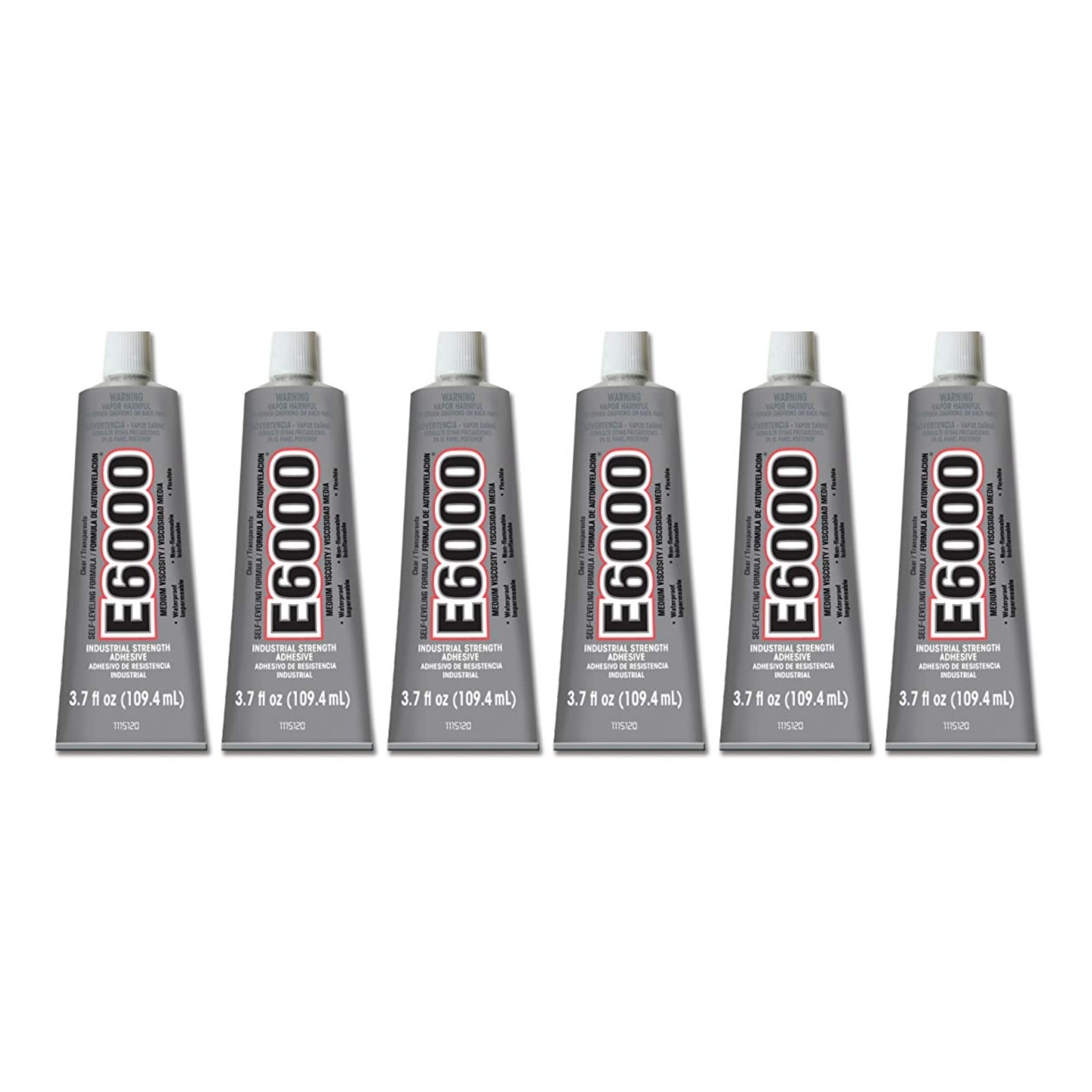 E-6000 3.7 oz Clear Waterproof Multipurpose Adhesive Glue 6 Pack Flexible