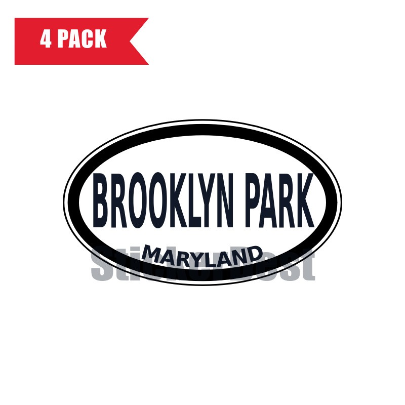 Maryland Brooklyn Park Oval Sticker 4 Pack 3x2 Inch