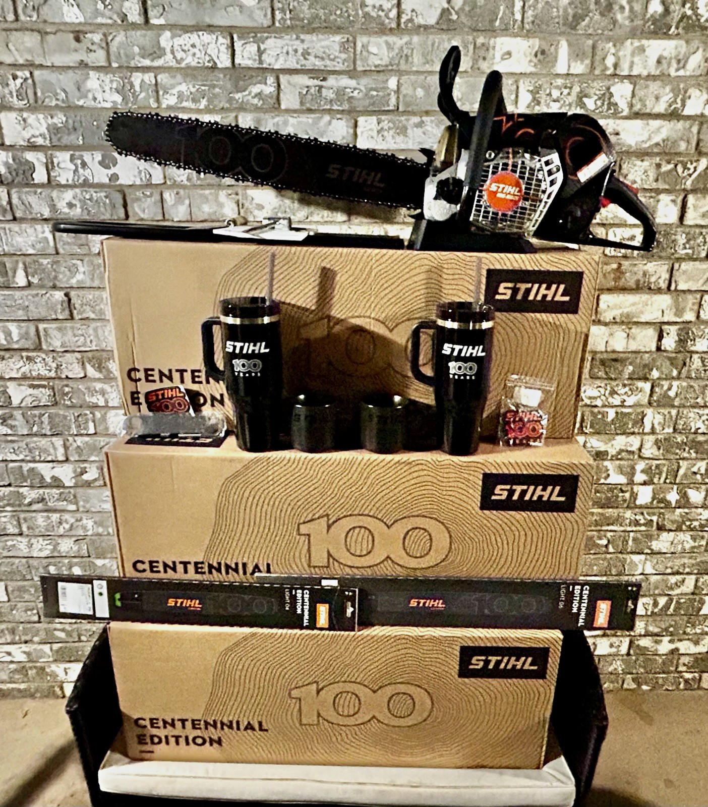 Lot of 4 STIHL MS 500i Centennial 100th Editions: Ultimate Collectors Package