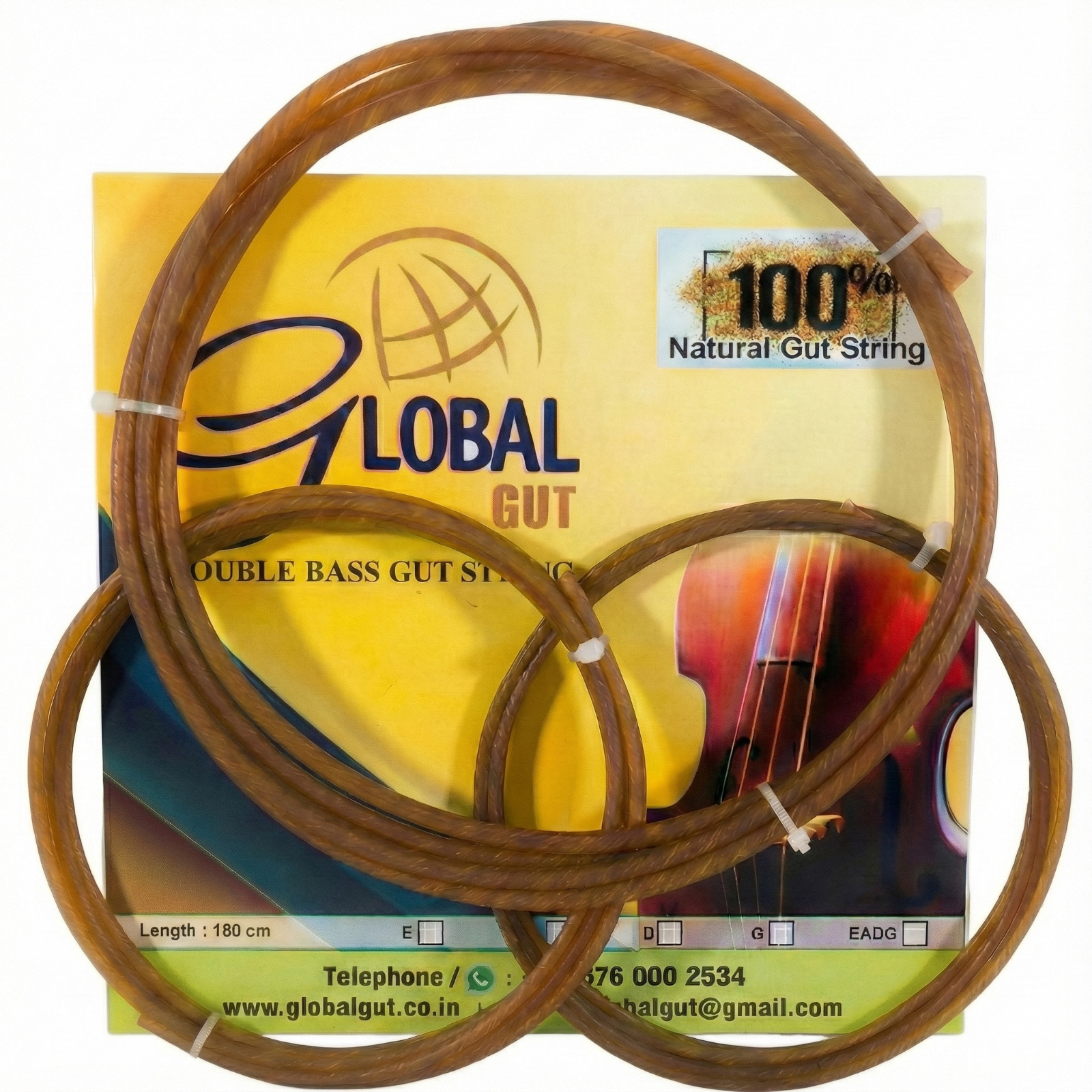 GlobalGut Upright Double Bass Gut Strings: ADG 3/4 Upright (180cm), Handmade