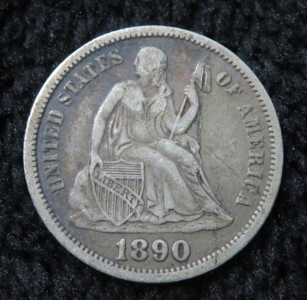 1890 Seated Liberty Dime * Better Grade * Full Liberty * 6743