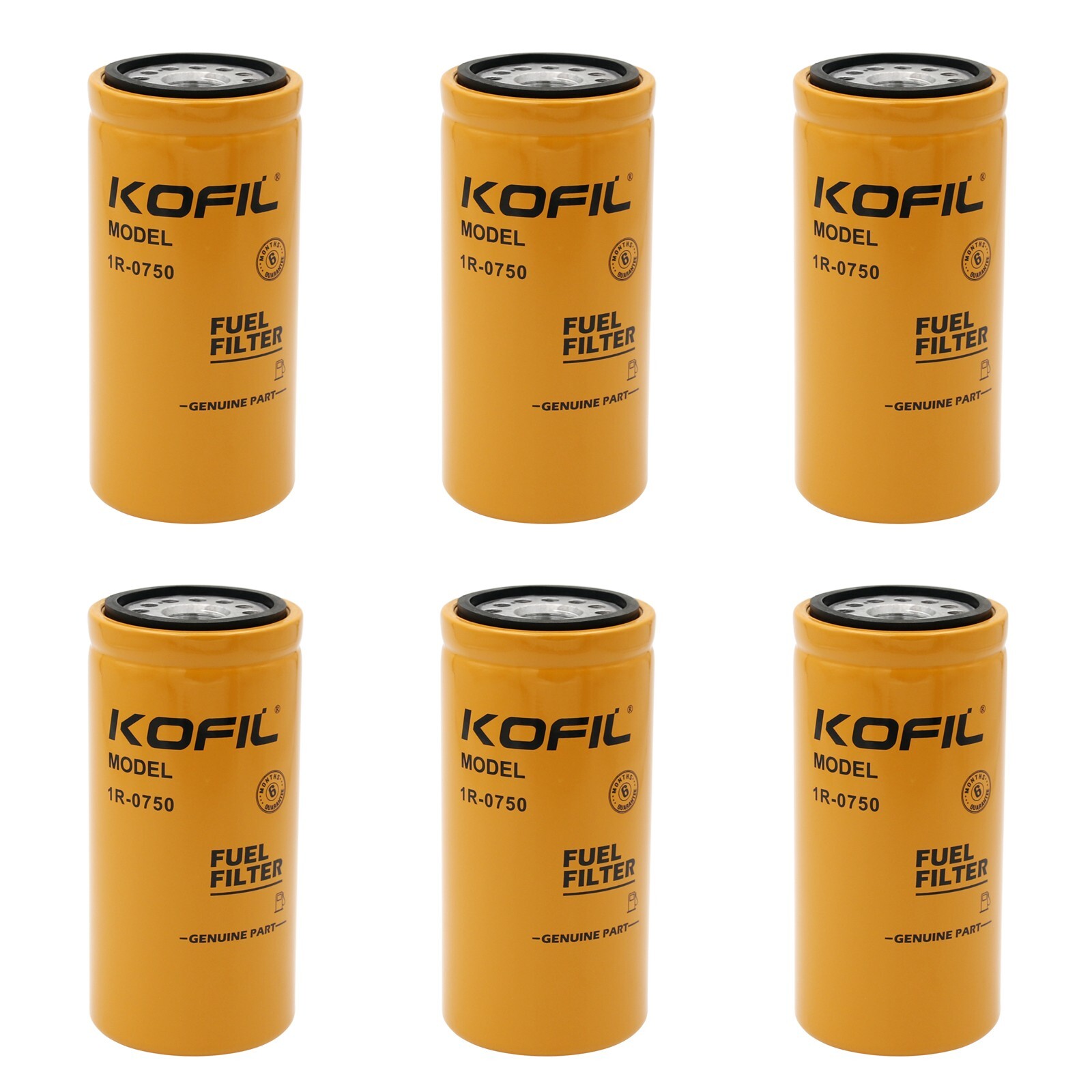 6 Pack Fuel Filter 1R-0750 For Baldwin BF7633, Fleetguard FF5320