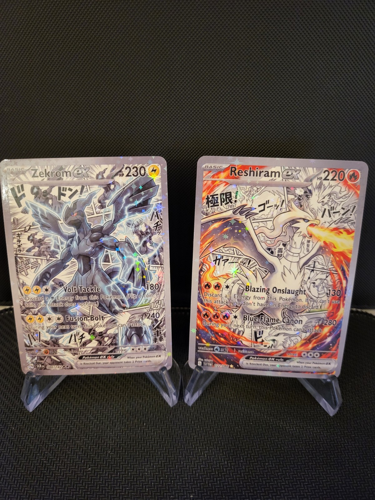 Zekrom Reshiram Pokemon Card FULL ART Display Art Card Zekrom Reshiram Pokemon Card FULL ART Display Art Card