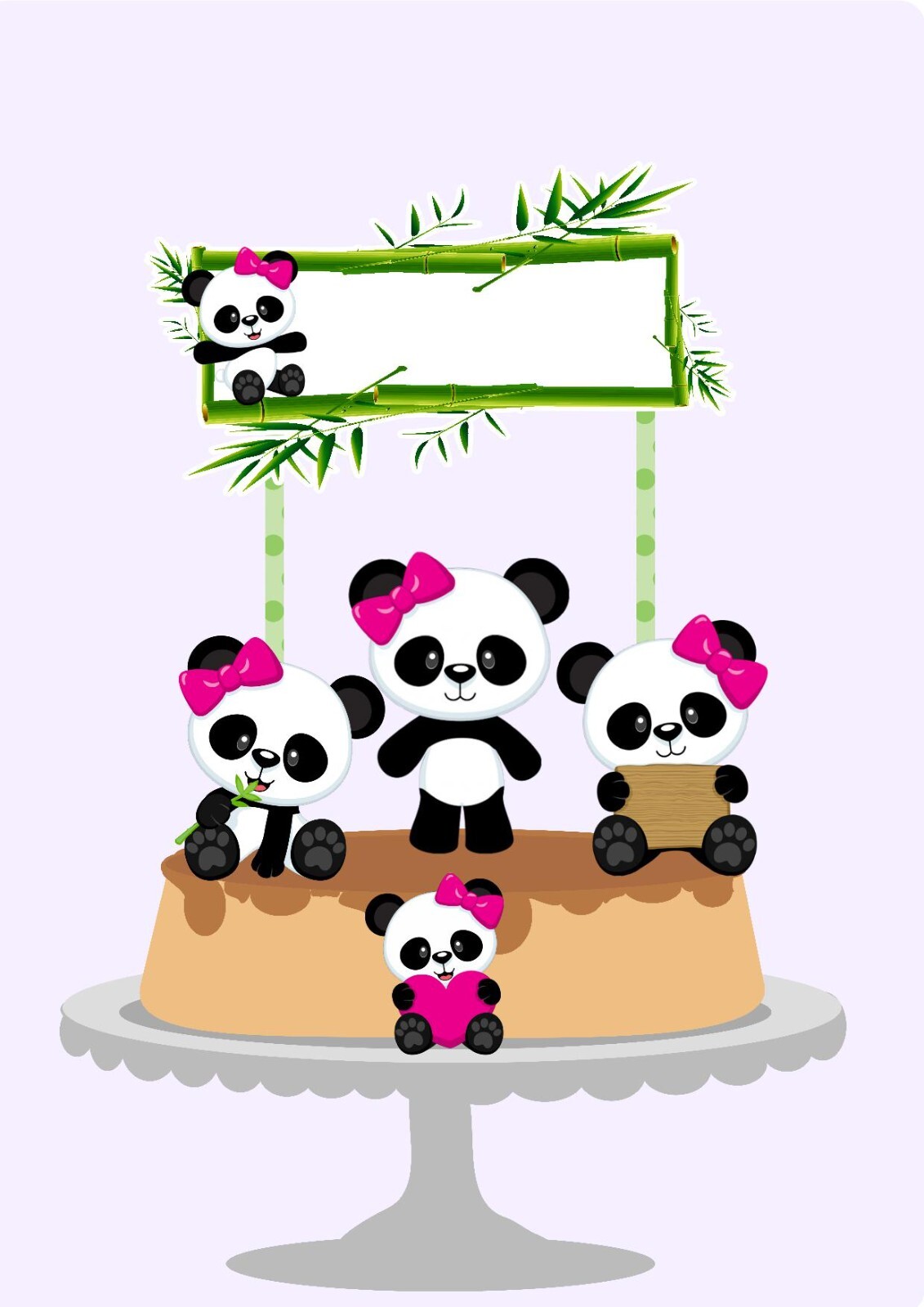 Personalized Playful Cute Panda Bear Cake Topper