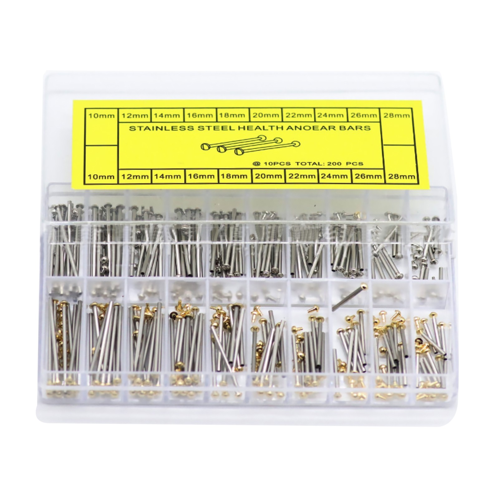 200Pack 10-20mm Assorted Watch Band Tube Pins Bracelet Rivet Set