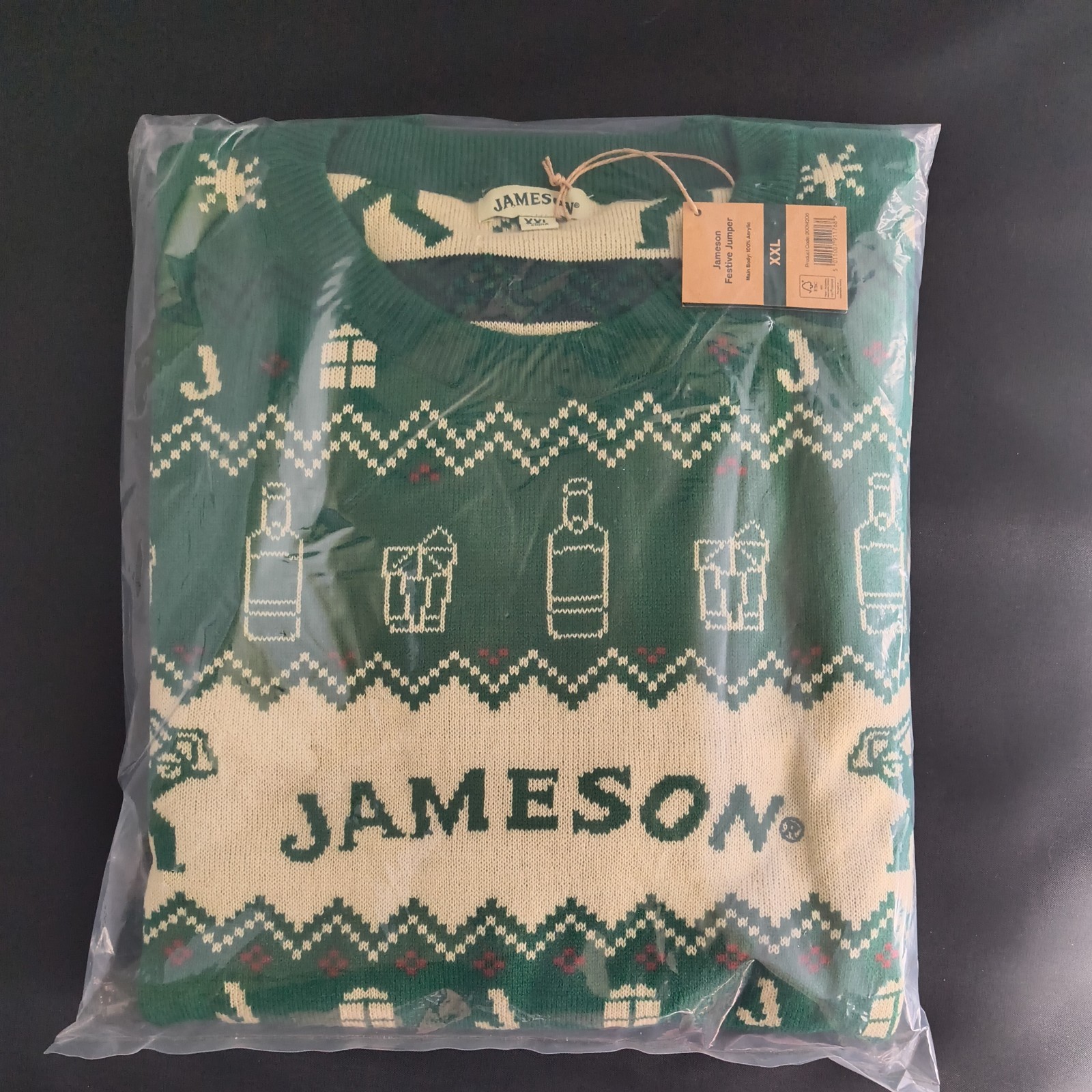Jameson Irish Whiskey Festive Holiday Ugly Christmas Sweater SIZE XXL - Jumper