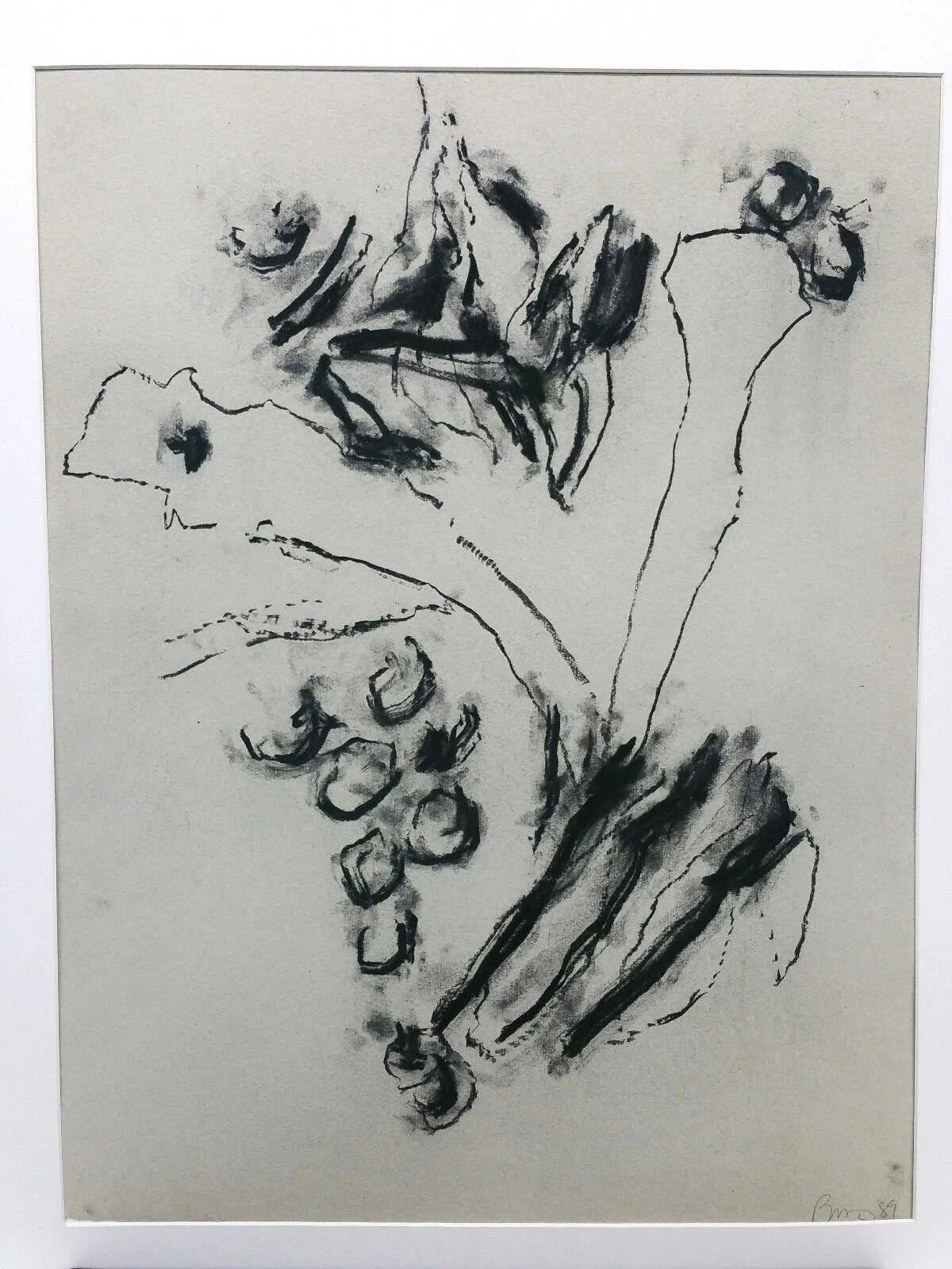 Bob Nugent Charcoal Sketch Drawing on Paper 1989 Abstract American (b. 1947)