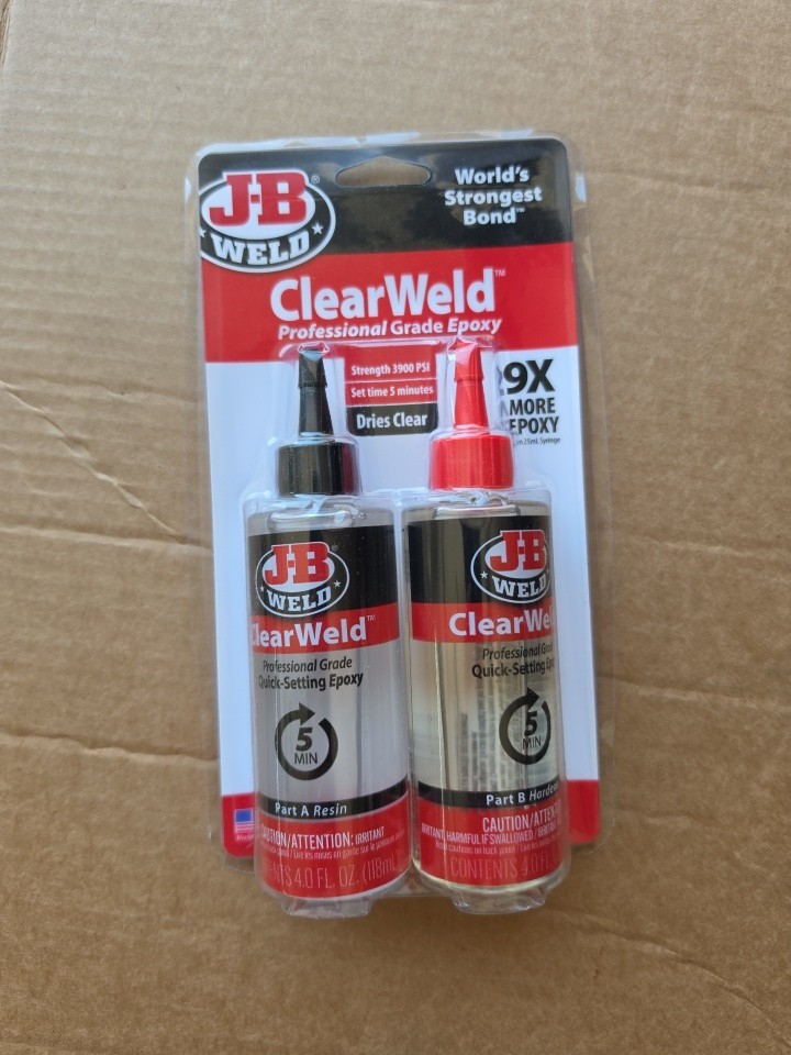 J-B- Weld ClearWeld Professional Grade Epoxy ~Strength 3900 PSI~ #50240H J-B- Weld ClearWeld Professional Grade Epoxy ~Strength 3900 PSI~ #50240H