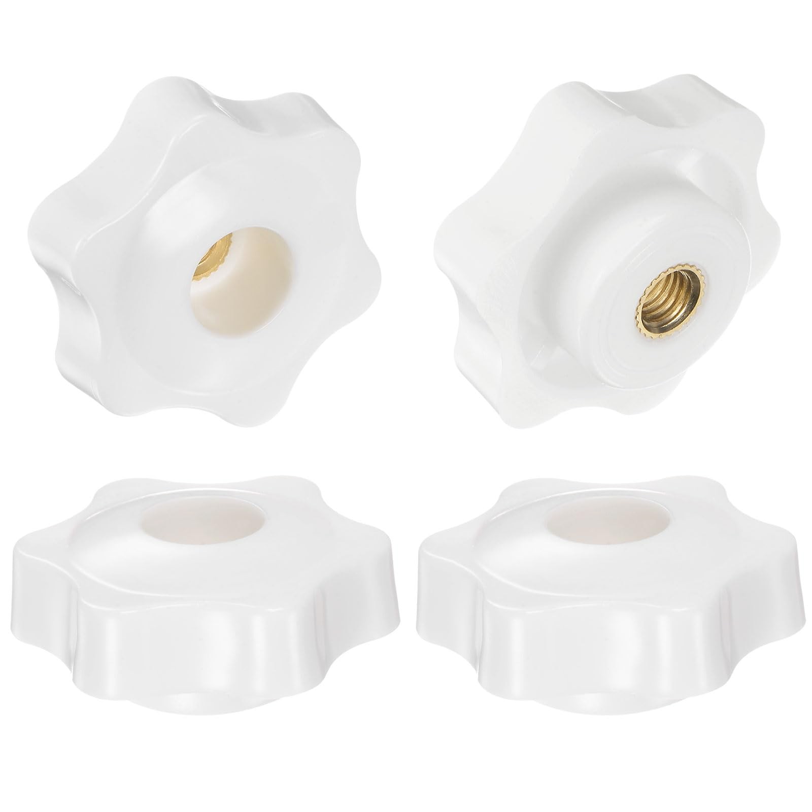 HARFINGTON 4pcs Star Knobs M6 Female Thread 38mm Head x 38mm, White HARFINGTON 4pcs Star Knobs M6 Female Thread 38mm Head x 38mm, White