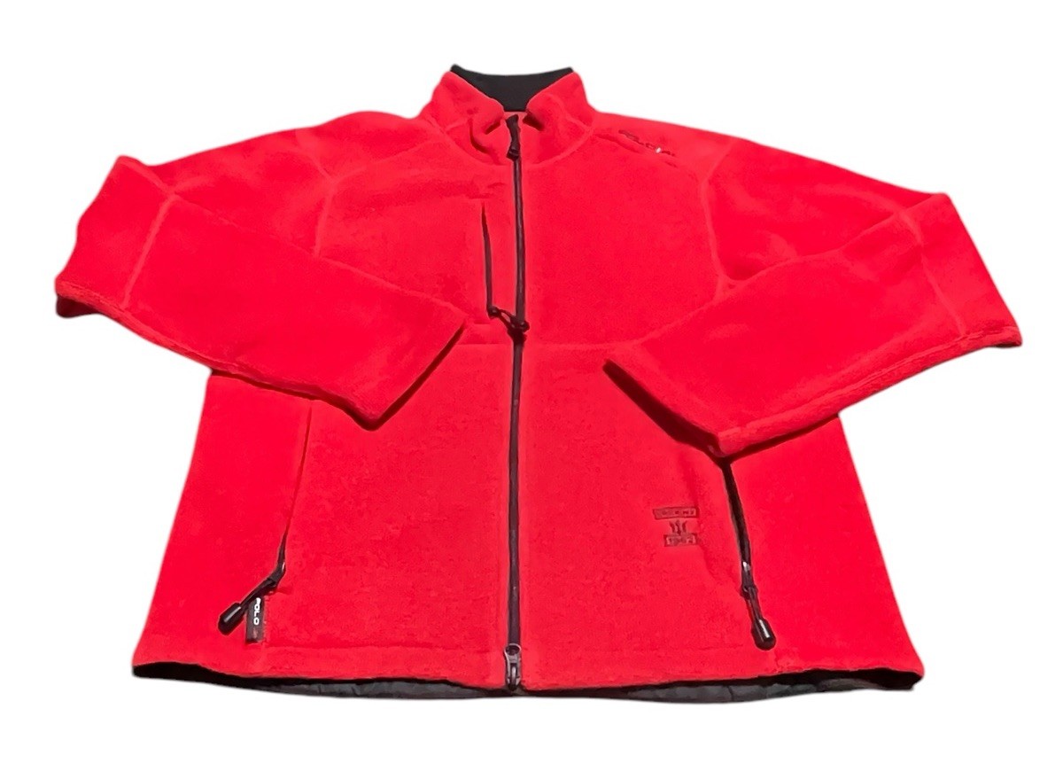 Vintage Polo Sport Red Full Zip Fleece Jacket Large 90s Ralph Lauren Trident ‘62