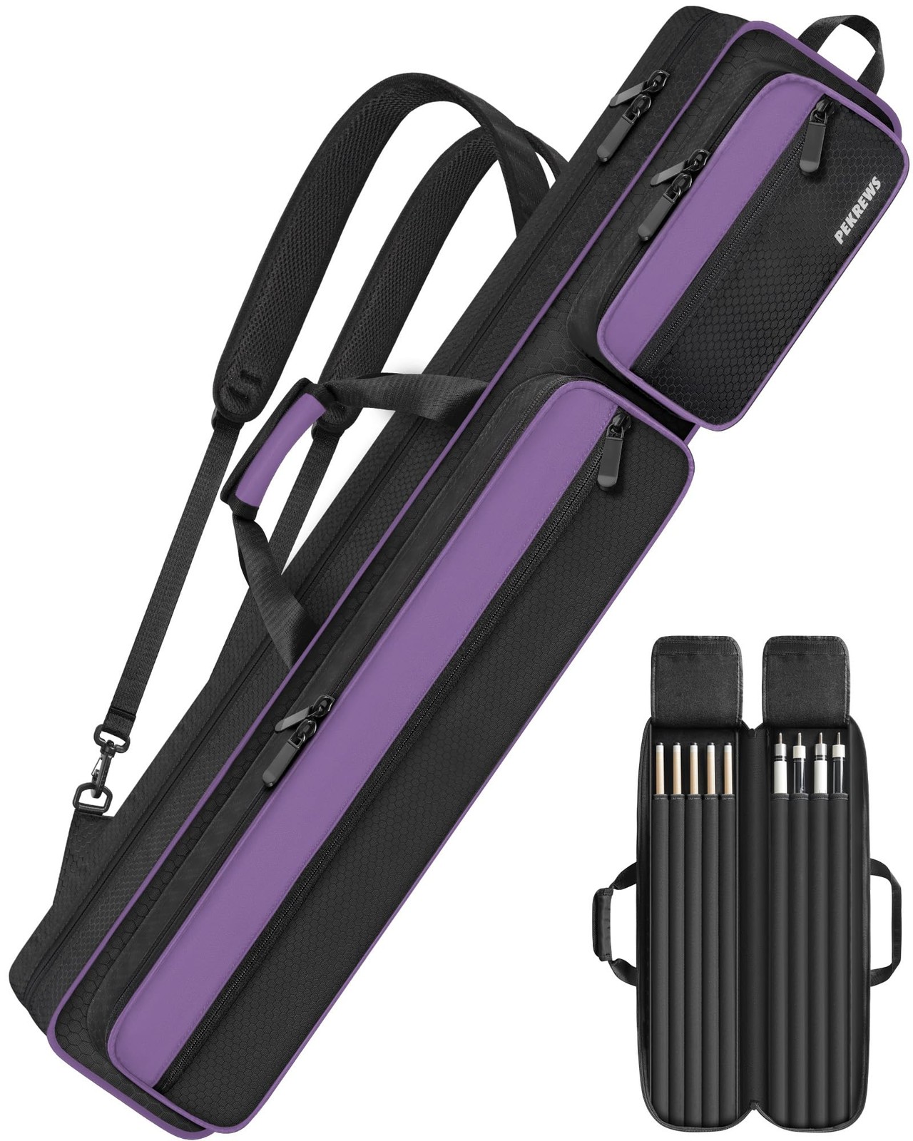 Pool Cue Case, 4x5 Pool Stick Bag with Multiple Accessory Pockets