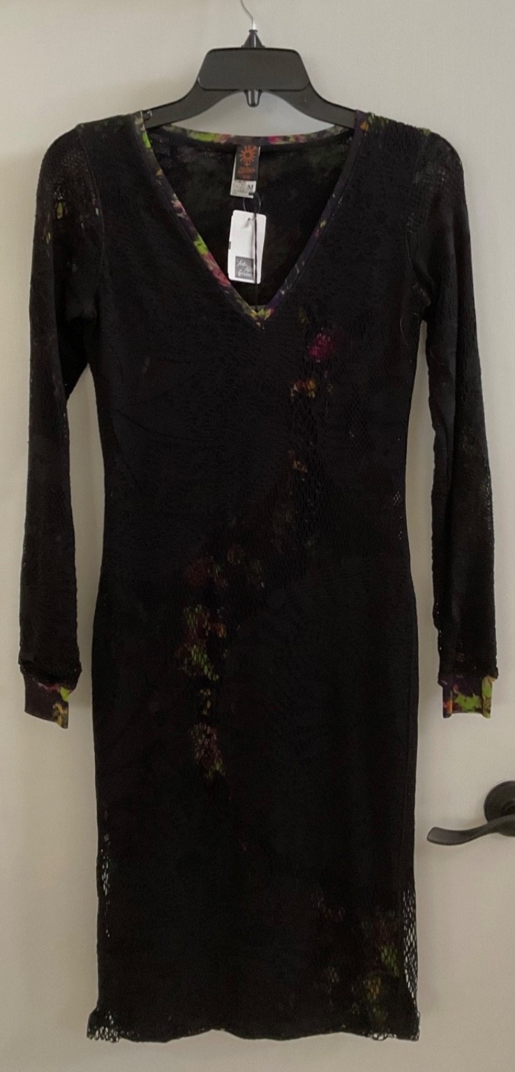 JEAN PAUL GAULTIER SAKS BLACK OVERLAY MULTI PRINT DRESS M 4 6 8 NWT JEAN PAUL GAULTIER SAKS BLACK OVERLAY MULTI PRINT DRESS M 4 6 8 NWT