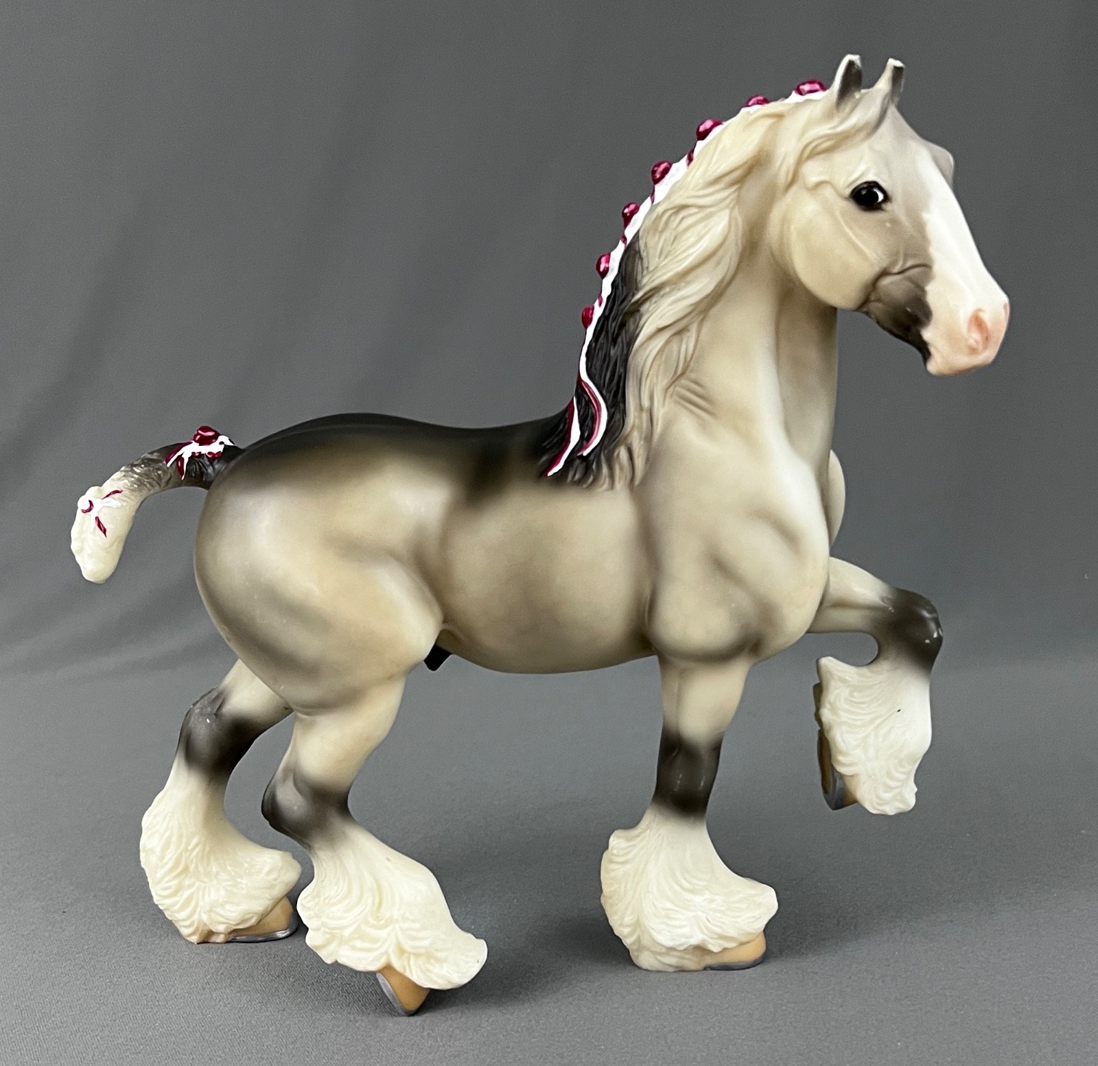 Vtg Breyer Reeves Horse Classic Shire A #627 Matte Dapple Grey Red White Ribbons Vtg Breyer Reeves Horse Classic Shire A #627 Matte Dapple Grey Red White Ribbons