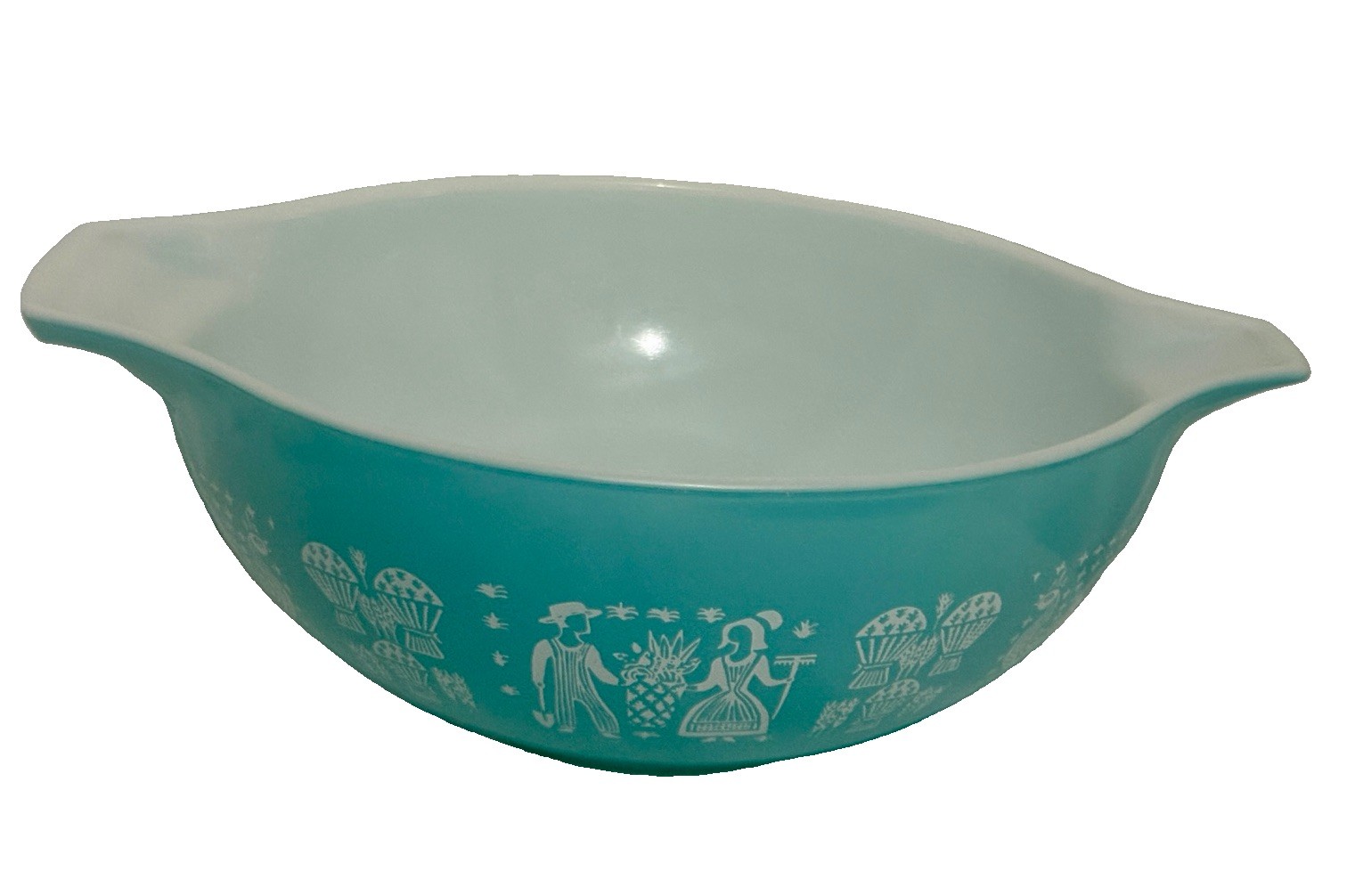 Vintage Pyrex 444 Turquoise Butterprint Amish Cinderella Mixing Bowl 4 Qt