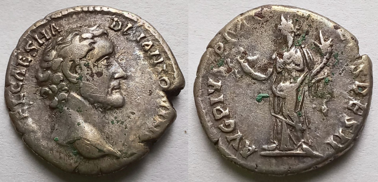 Antoninus Pius Caesar AR Denarius AD 138 Minerva Victory RIC 455 Roman 3.42g