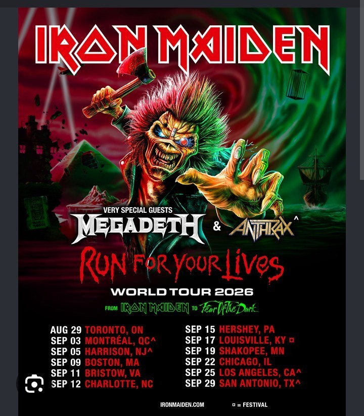 Iron Maiden Tickets 2 Friday 9/25/26 Megadeath / Anthrax BMO Stadium Los Angeles Iron Maiden Tickets 2 Friday 9/25/26 Megadeath / Anthrax BMO Stadium Los Angeles