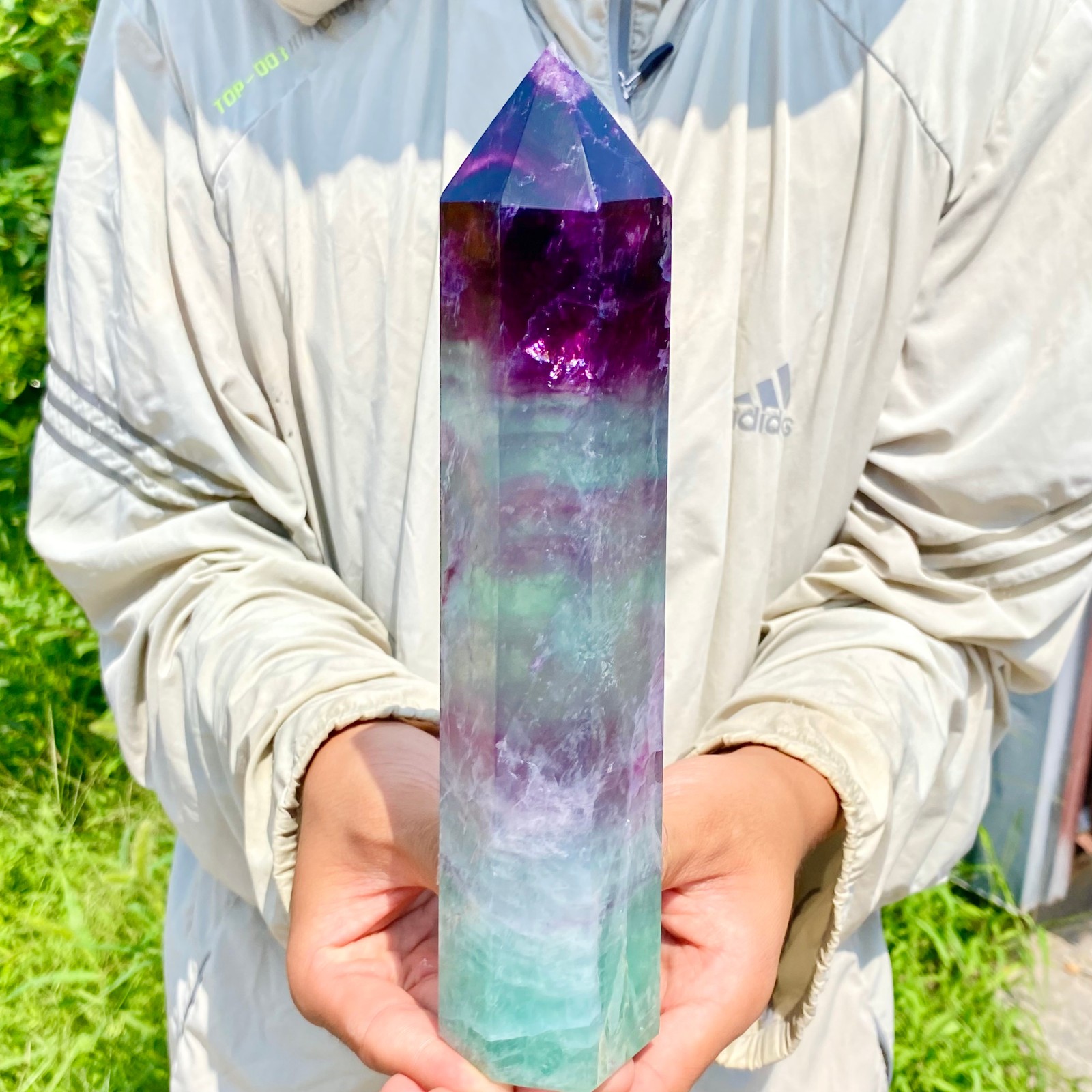 2.6LB Large Natural colored fluorite crystal column obelisk healing specimen