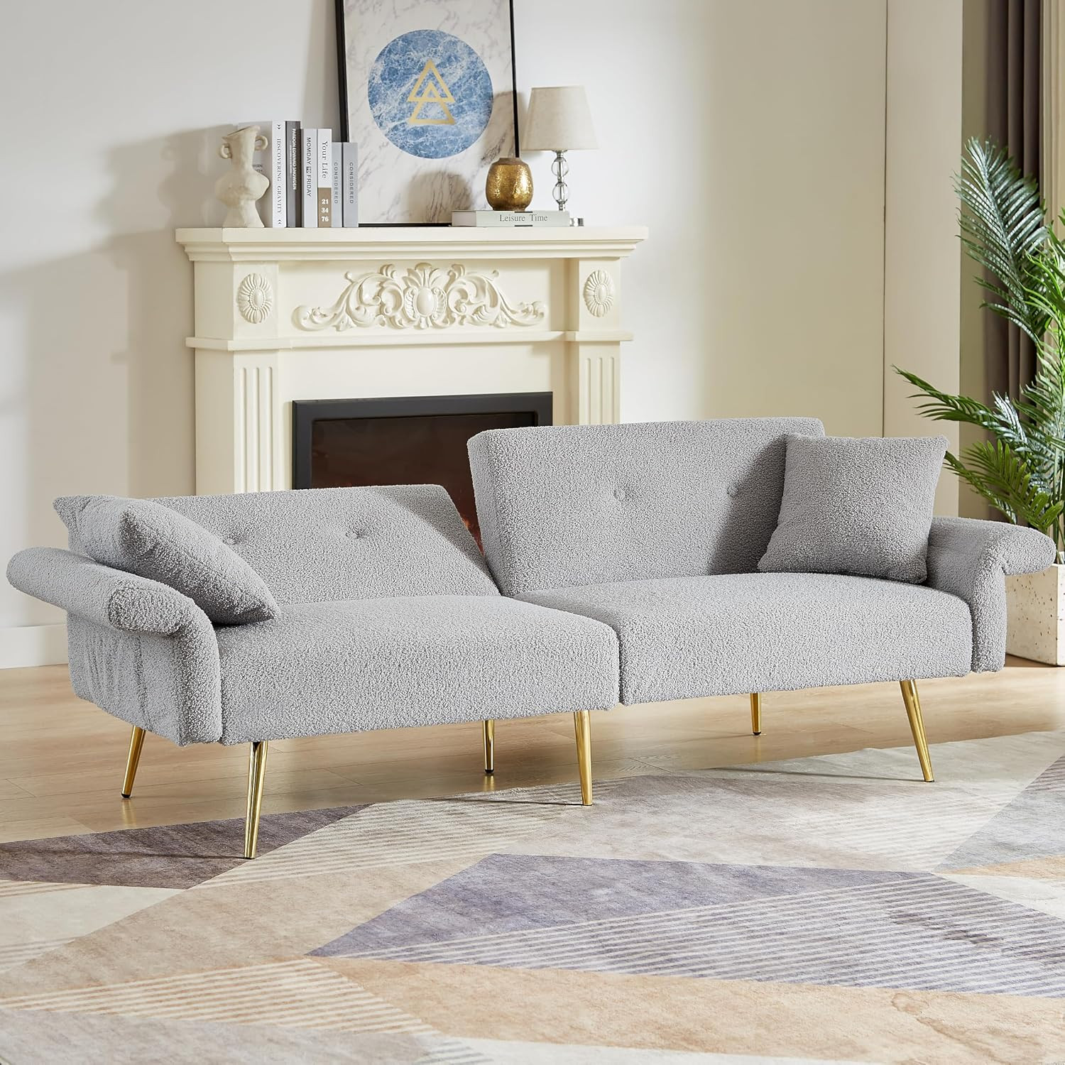 79 Modern Teddy Upholstered Living Room Straight Sofas, Straight Couch with Adju