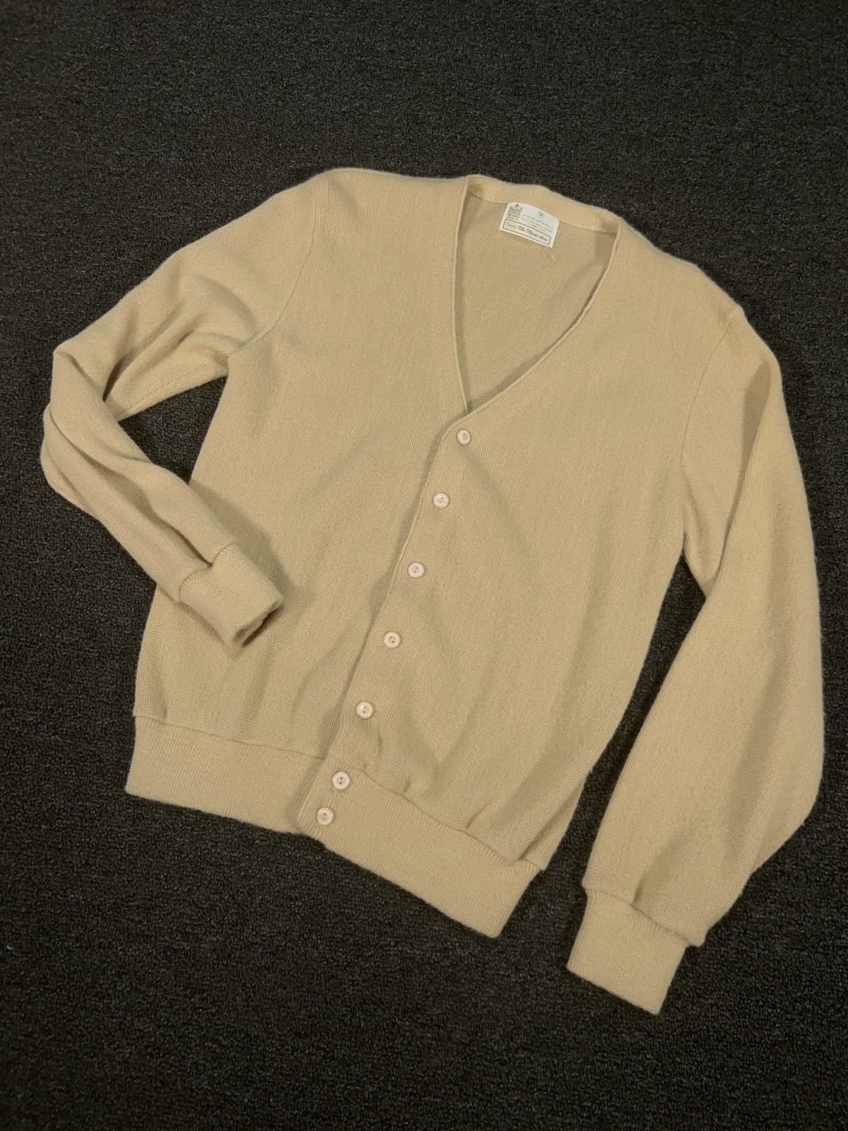 Vtg 60s 70s Sears Kings Road Cardigan Sweater Mens Medium Orlon Acrylic Beige
