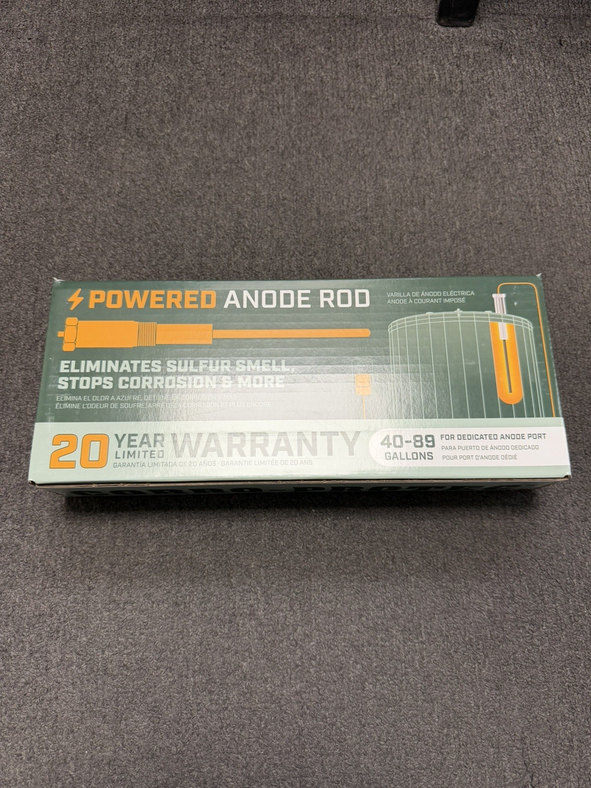 Corro-Protec Powered Anode Rod Water Heater 40-89 Gal Dedicated Anode Port