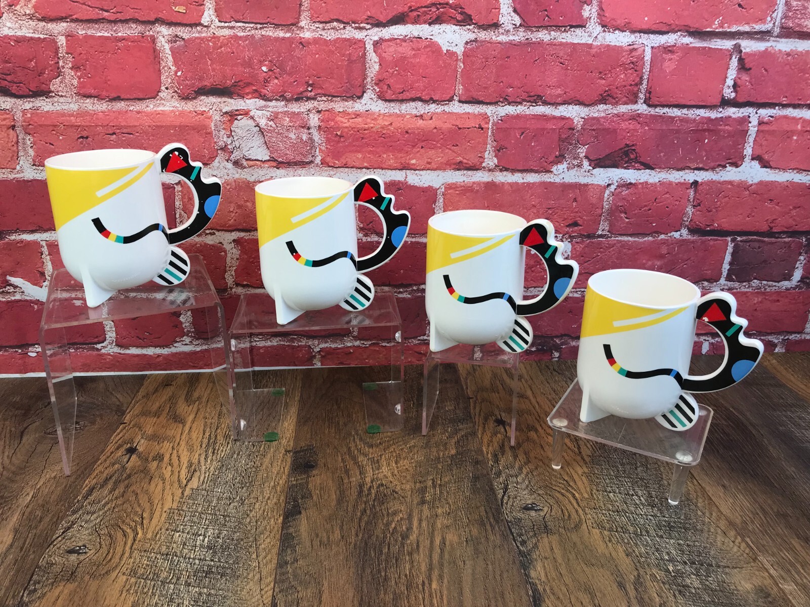 Very RARE Set of 4 1980s KATO KOGEI FUJIMORI HUMORESQUE MUG Mugs Modern Memphis