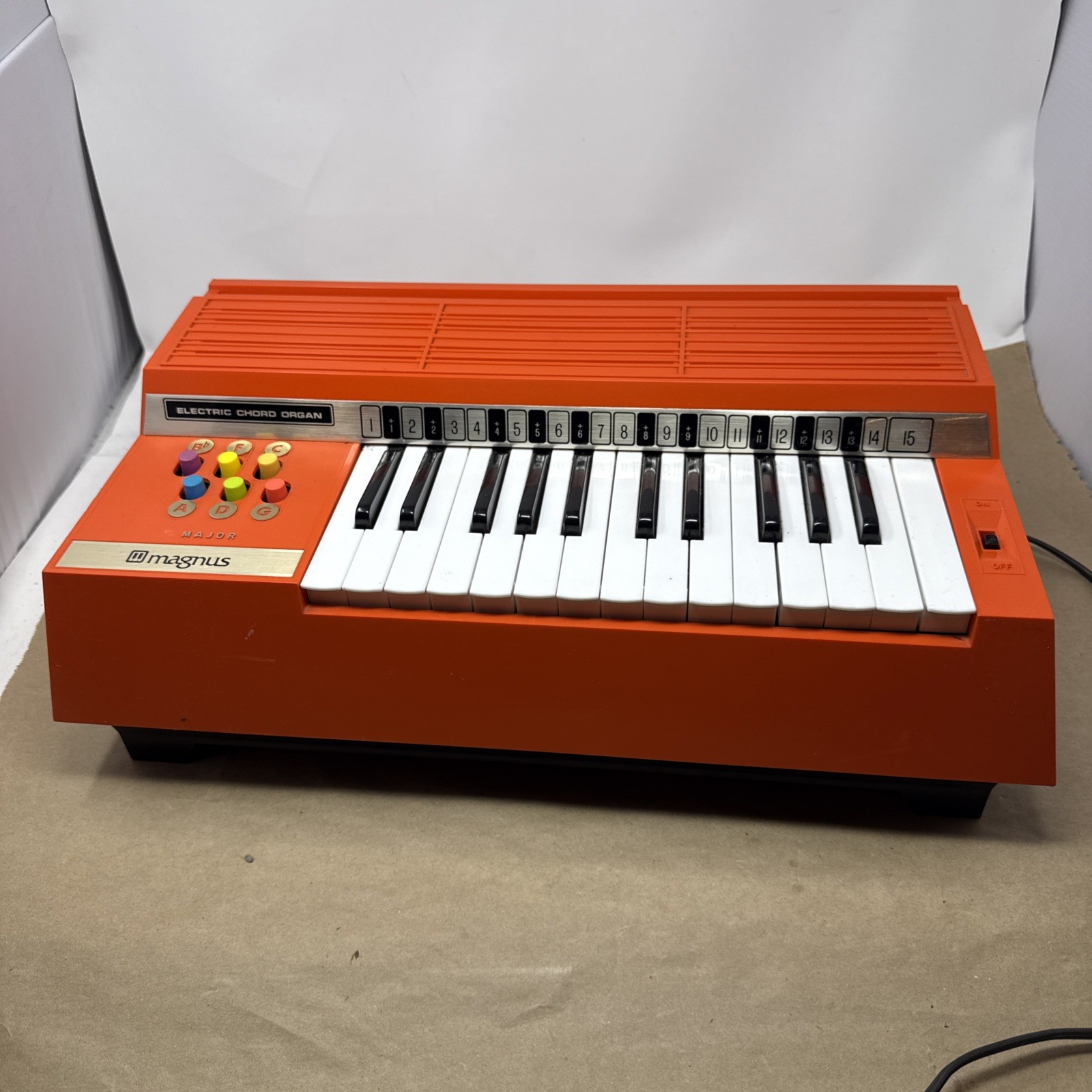 Vintage Orange Magnus Electric Chord Organ, Tested & Works Vintage Orange Magnus Electric Chord Organ, Tested & Works