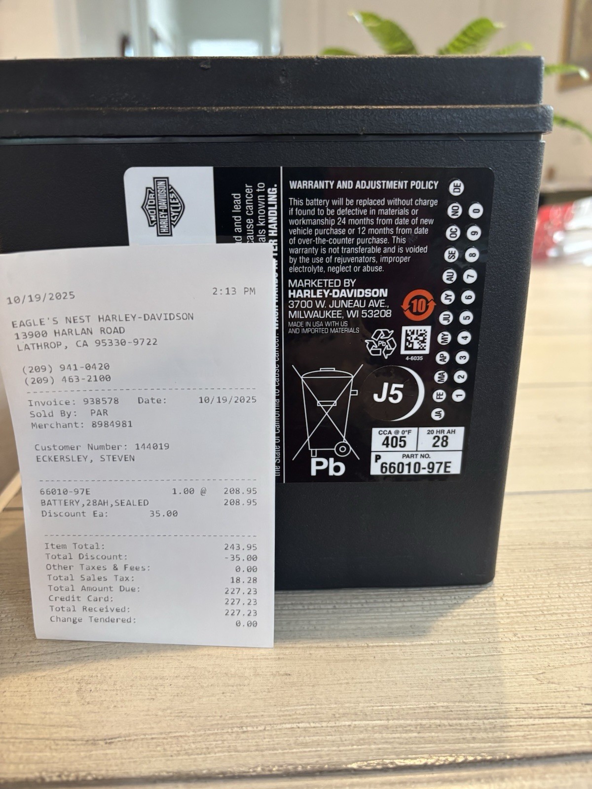 Genuine Brand New Harley Davidson 12 V AGM Battery Part 66010-97E Genuine Brand New Harley Davidson 12 V AGM Battery Part 66010-97E