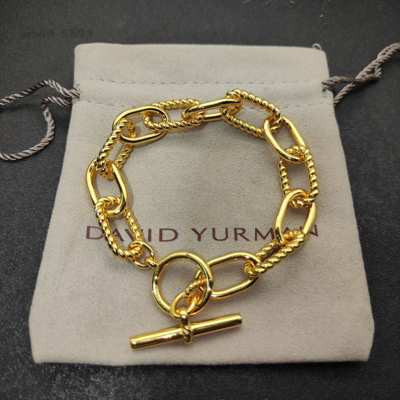 NEW 18K Gold 12.5mmDavid Madison Link Chain Toggle Bracelet 8.2in 21cm